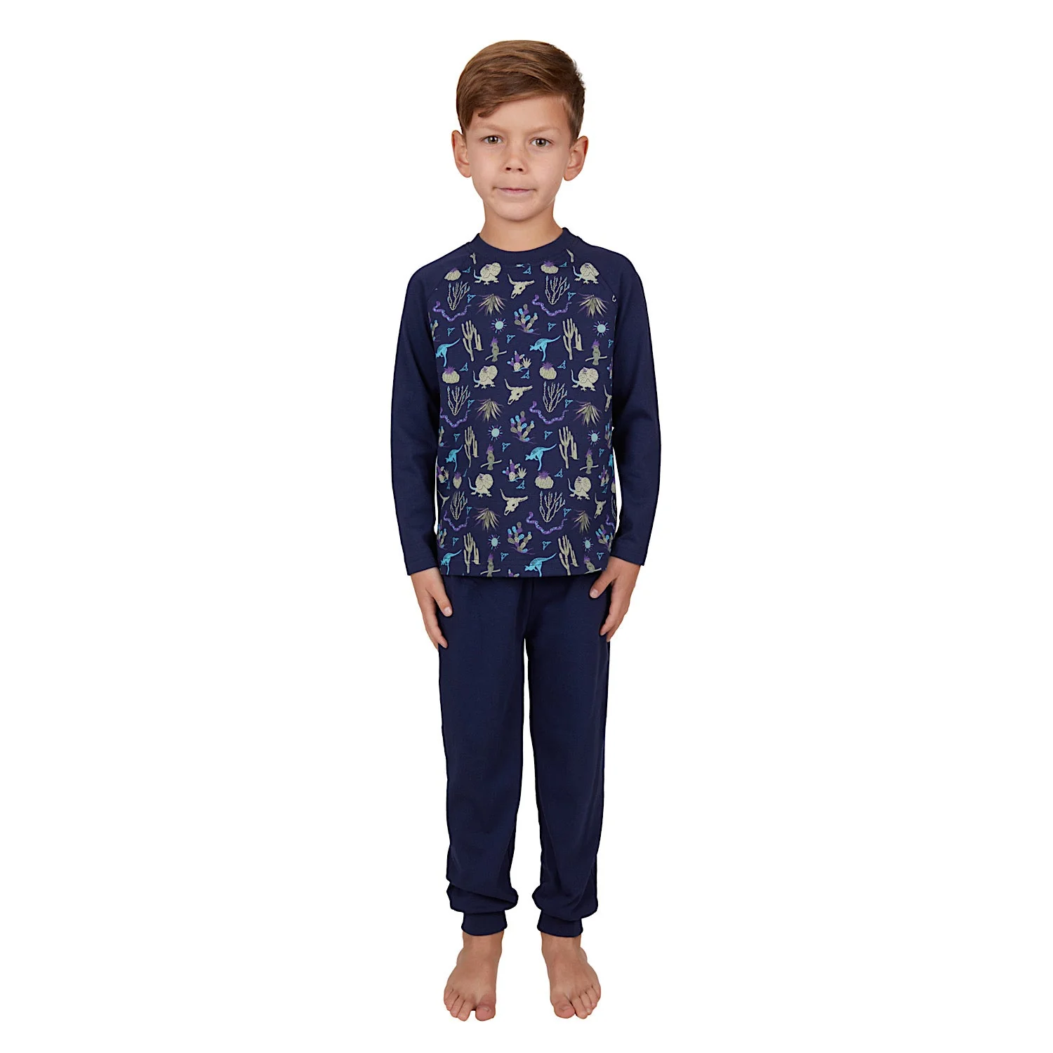 Pure Western Boy's Benny Glow-In-The-Dark PJs - Navy