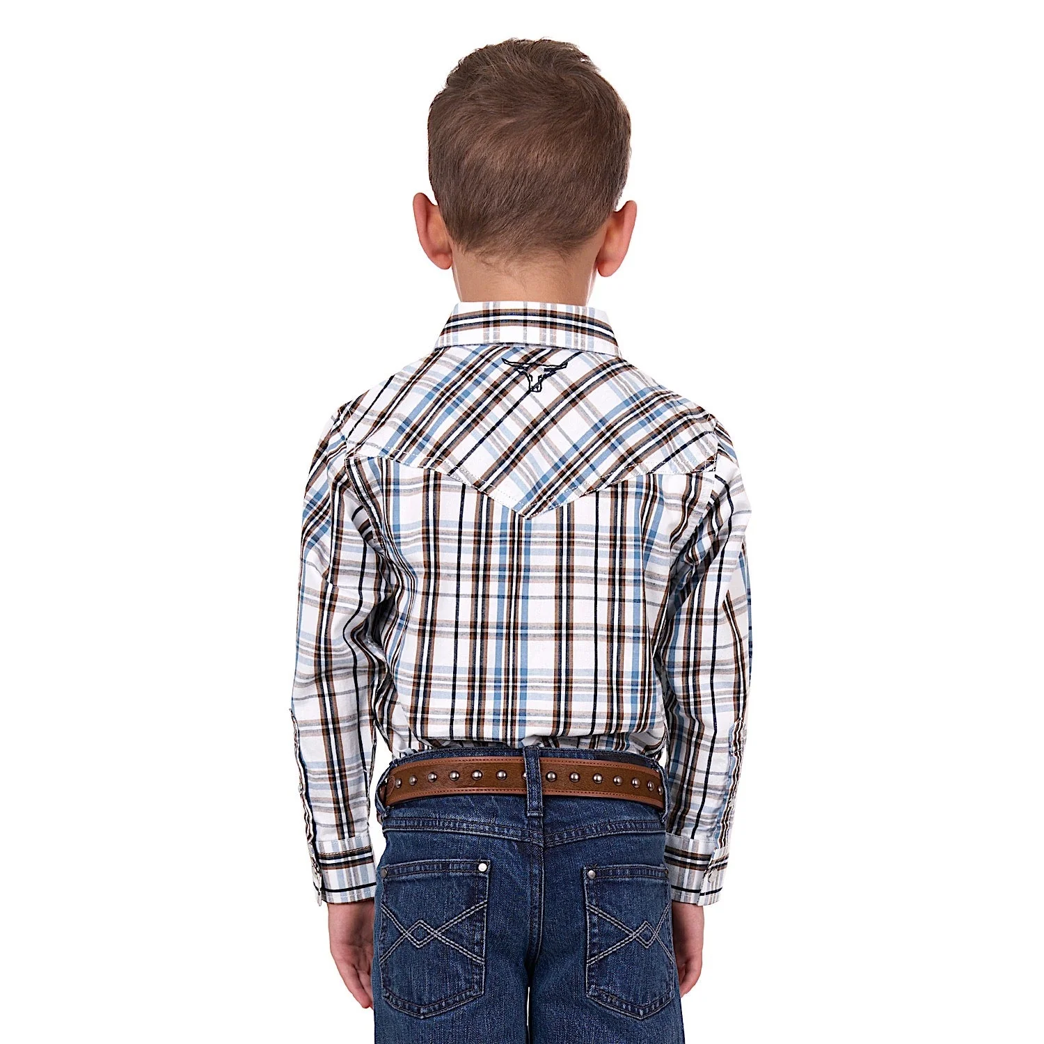 Pure Western Boy's Evan Shirt White/Tan - Image 3