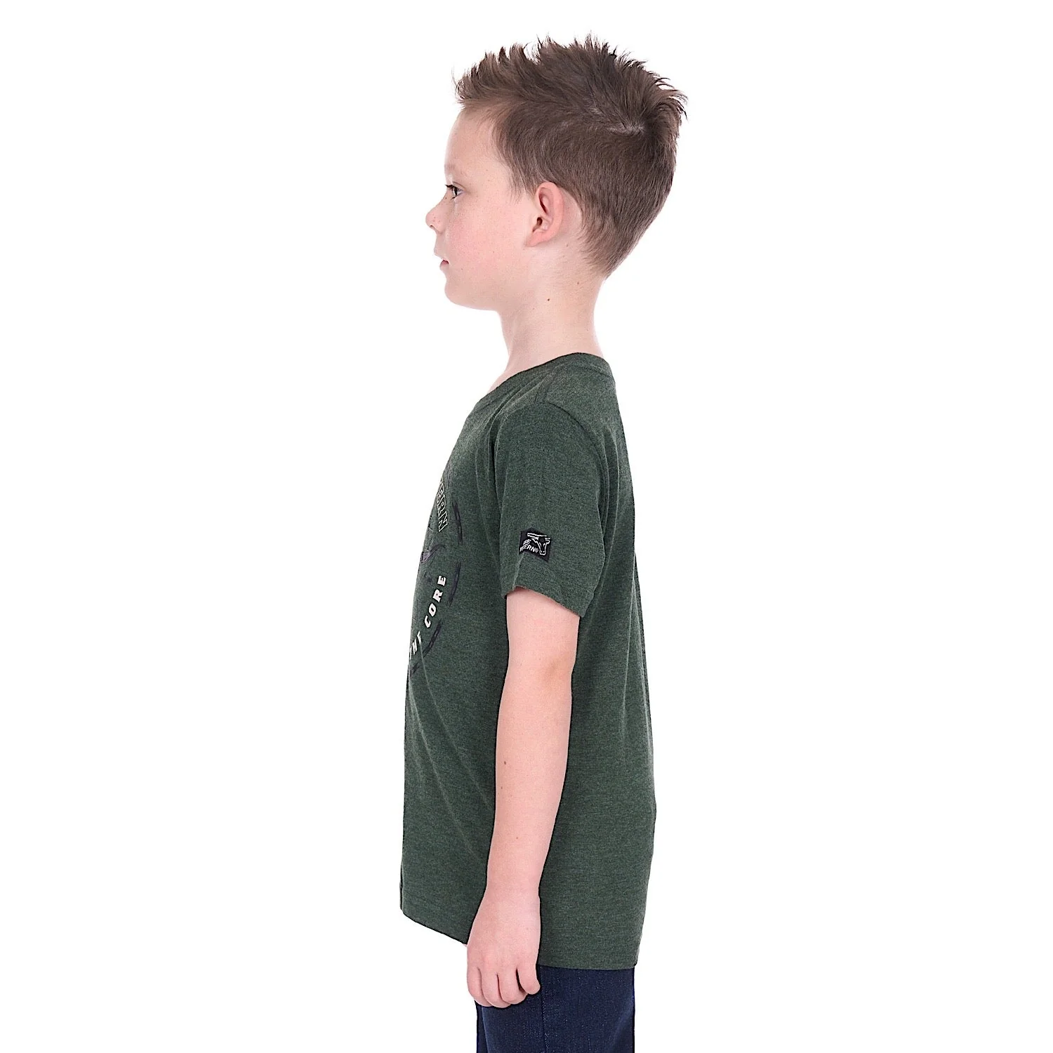 Pure Western Boy's Oscar T-Shirt - Green Marle - Image 3