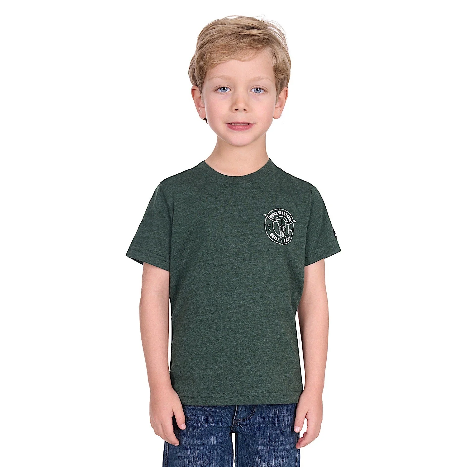 Pure Western Boy's Walker Tee - Green Marle - Image 2