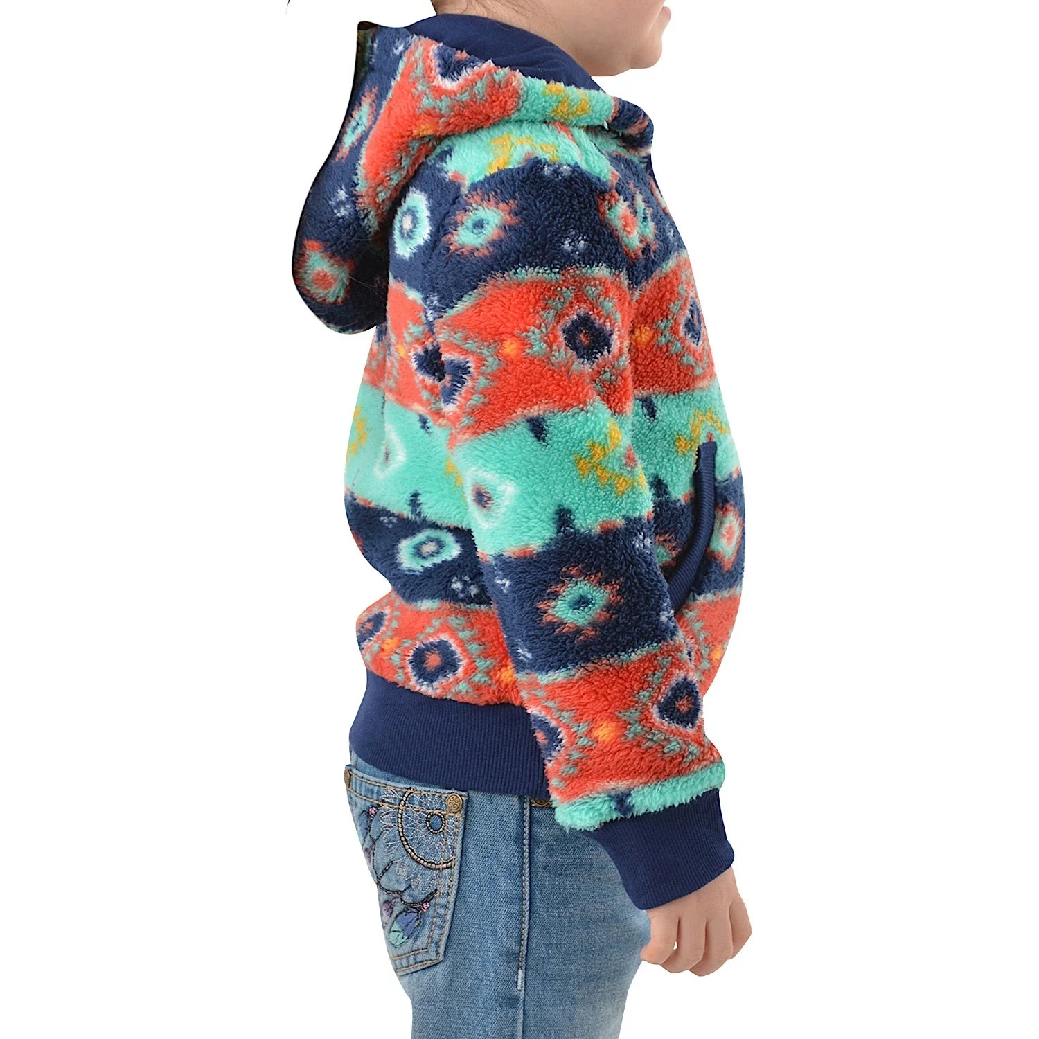 Pure Western Girl's Cailan Zip Up Hoodie-Navy/Multi - Image 2