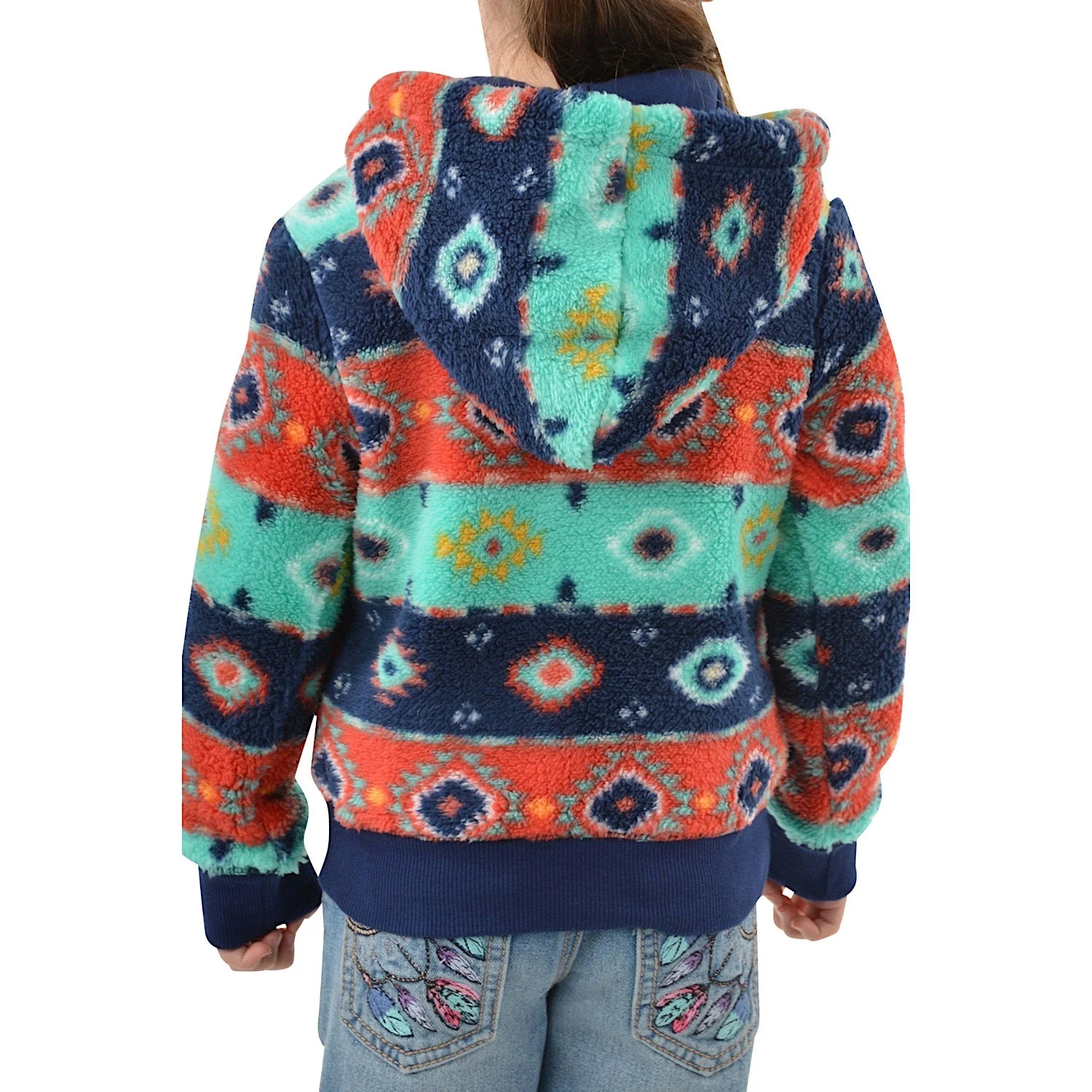 Pure Western Girl's Cailan Zip Up Hoodie-Navy/Multi - Image 3