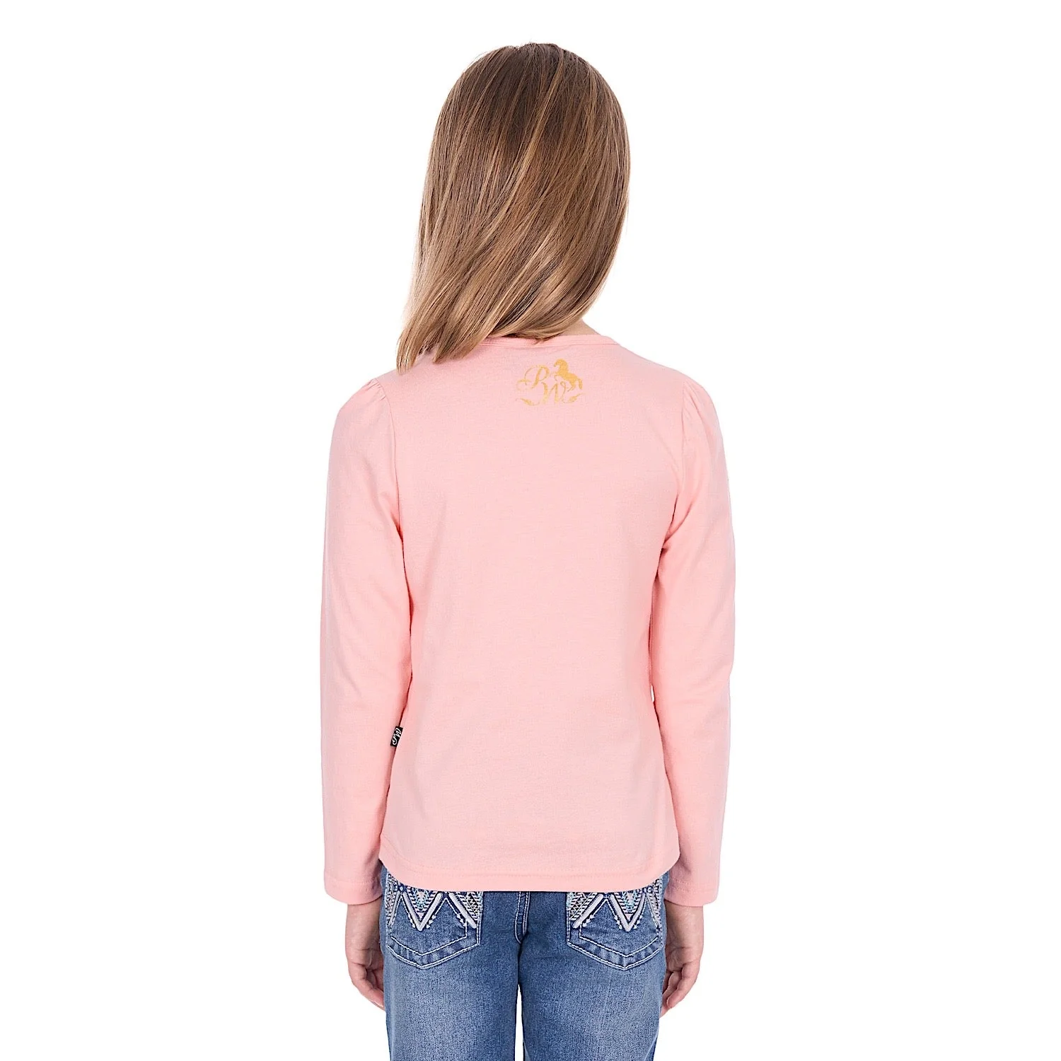 Pure Western Girl's Danica Long Sleeve T-Shirt - Peach - Image 2