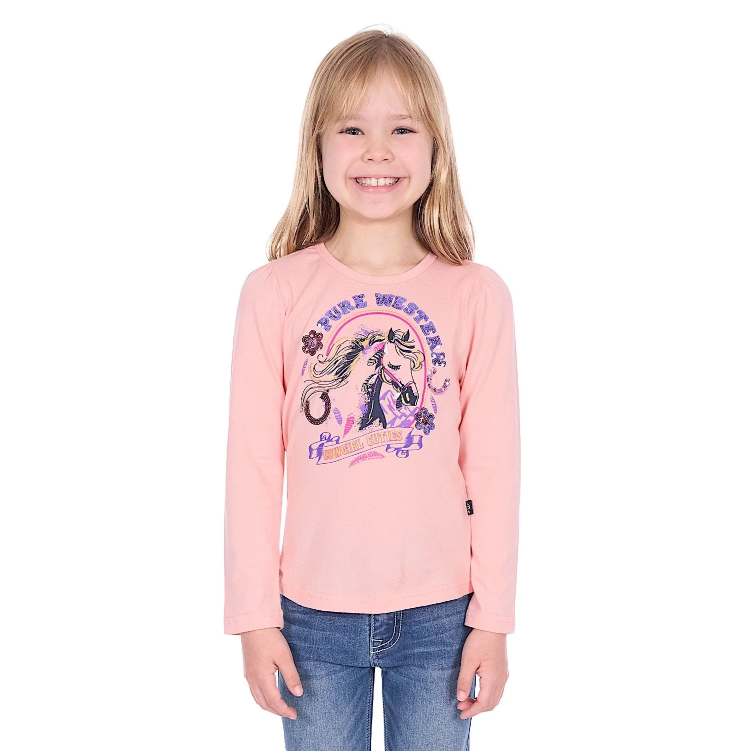 Pure Western Girl's Danica Long Sleeve T-Shirt - Peach - Image 3