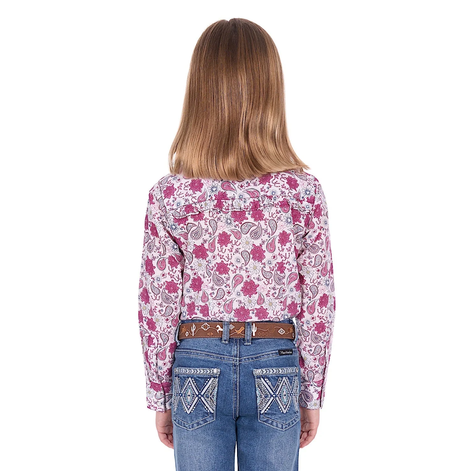 Pure Western Girl's Marsha Shirt - White/Pink - Image 3