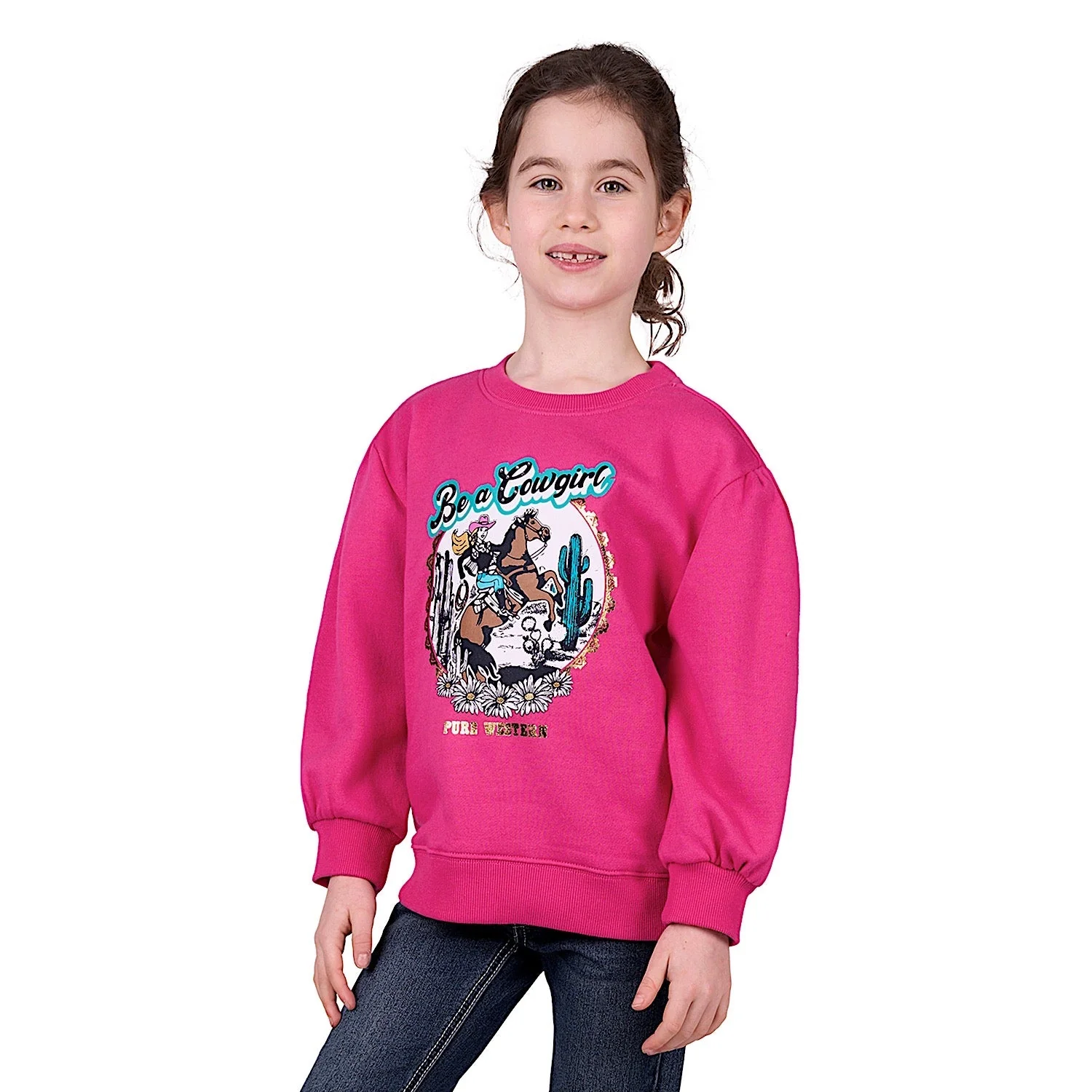 Pure Western Girl's Rachel Crew - Pink