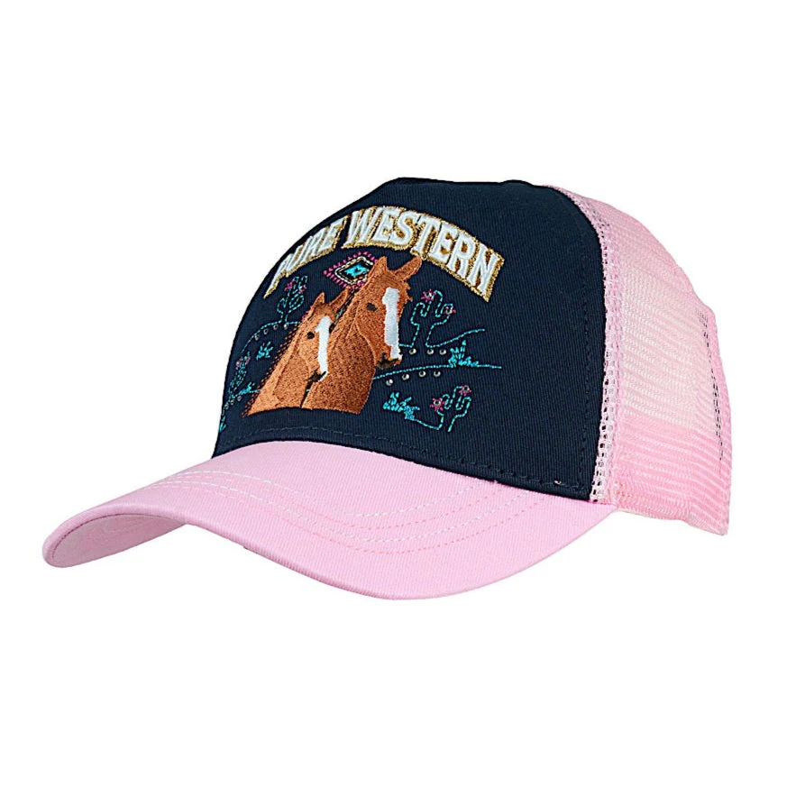 Pure Western Kid's Alesia Trucker Cap - Navy/Pink