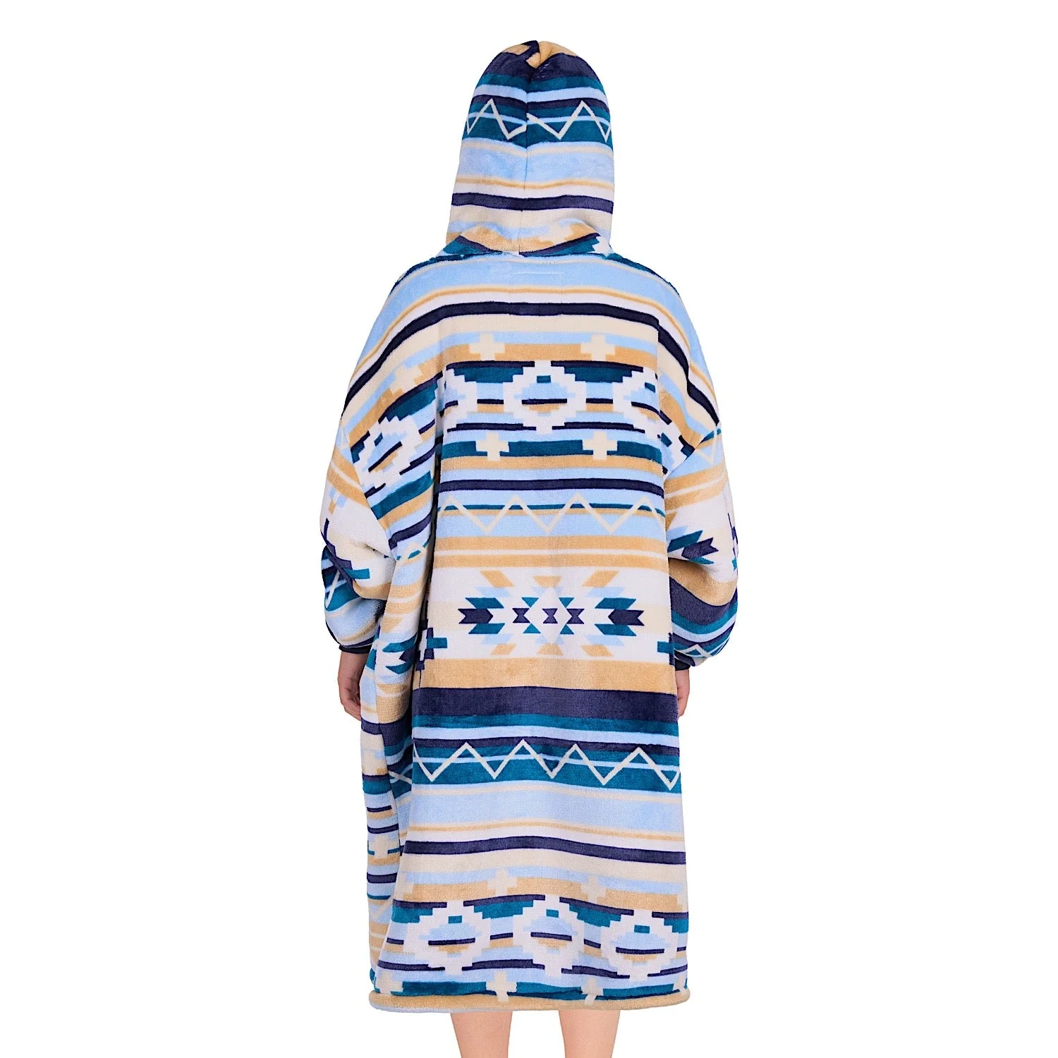Pure Western Kids Aztec Snuggle Hoodie - Natural/Blue - Image 4