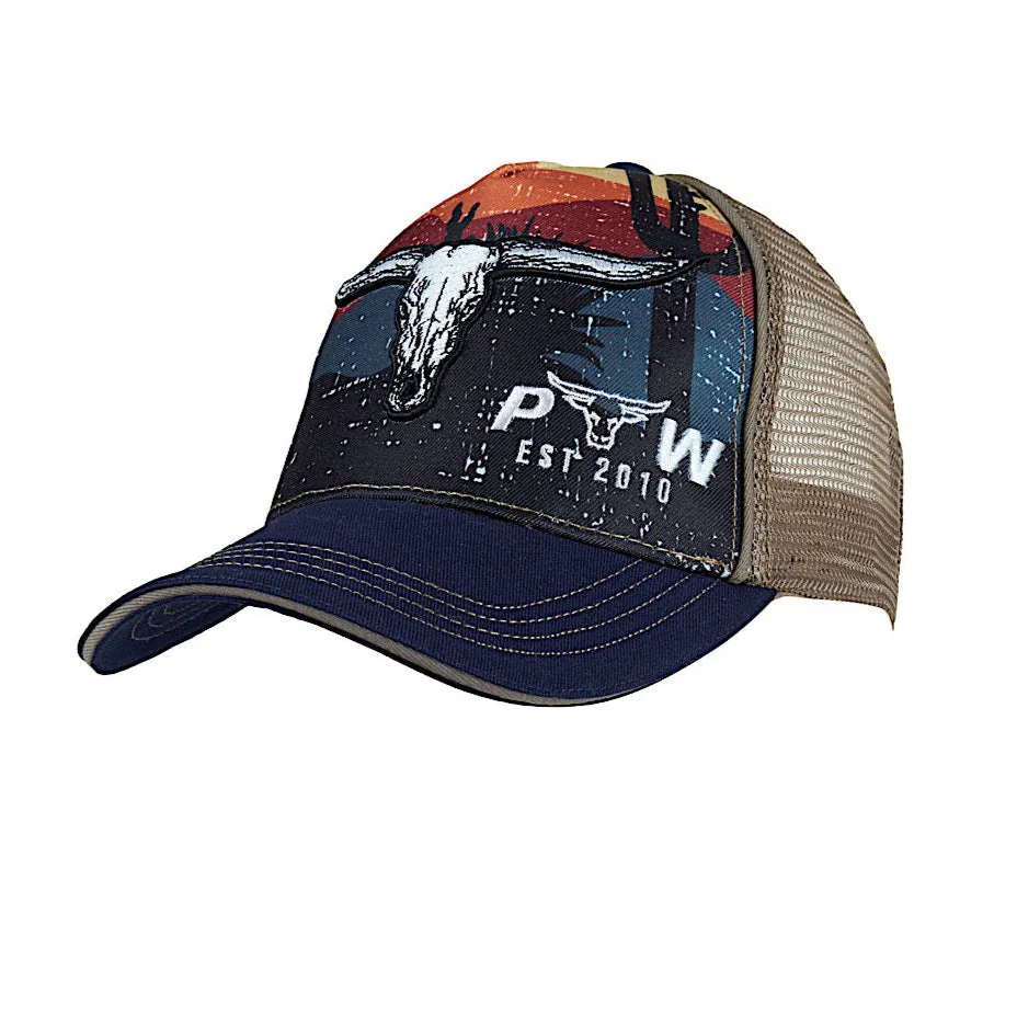 Pure Western Kid's Mason Trucker Cap - Navy/Tan