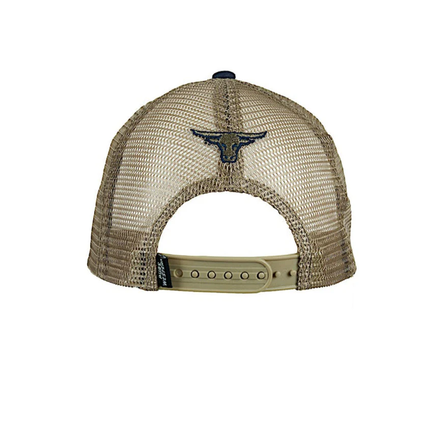 Pure Western Kid's Mason Trucker Cap - Navy/Tan - Image 2