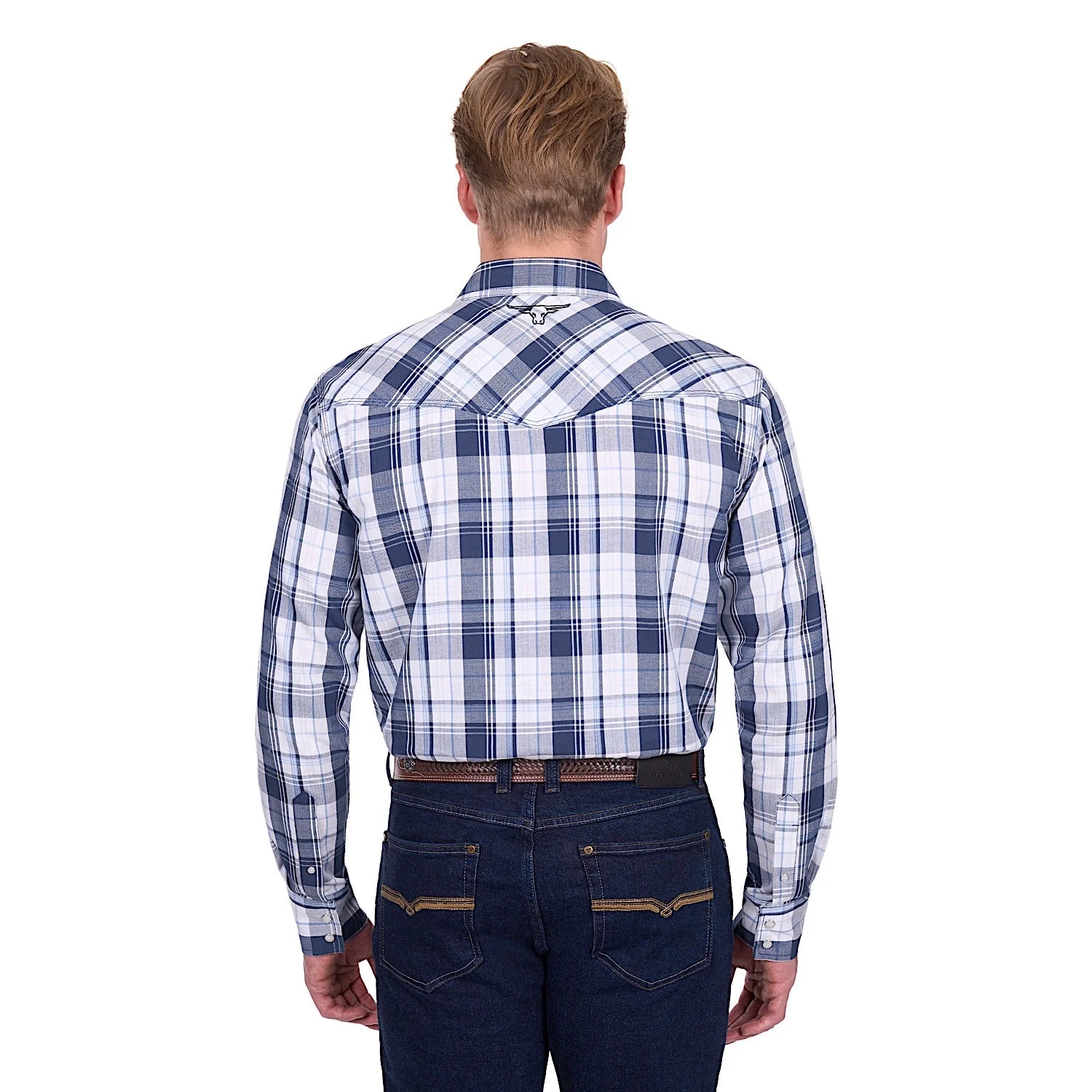 Pure Western Men's Billy Shirt - Navy/White - Image 4