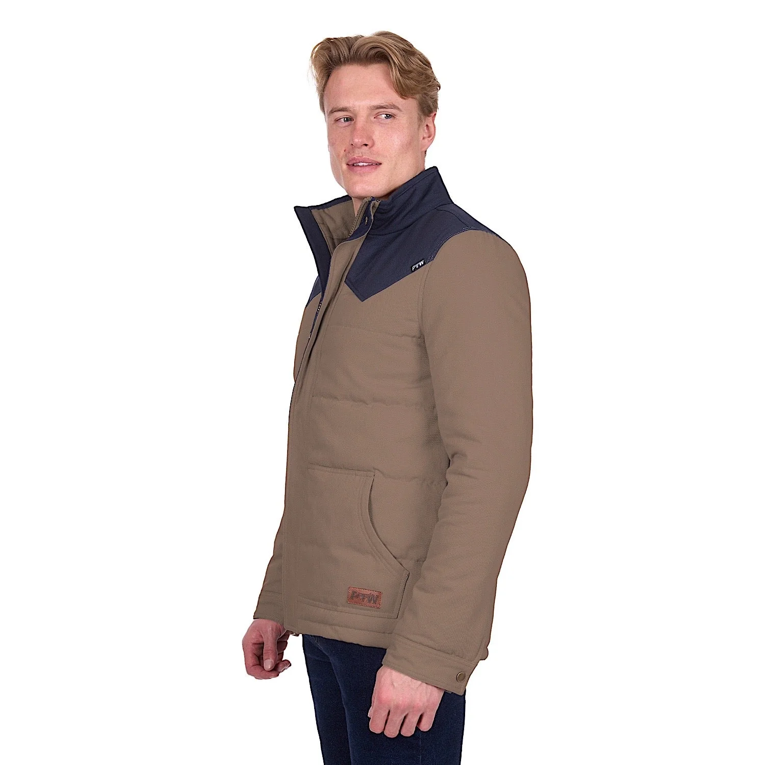 Pure Western Men's Jamie Jacket - Stone/Navy - Image 2