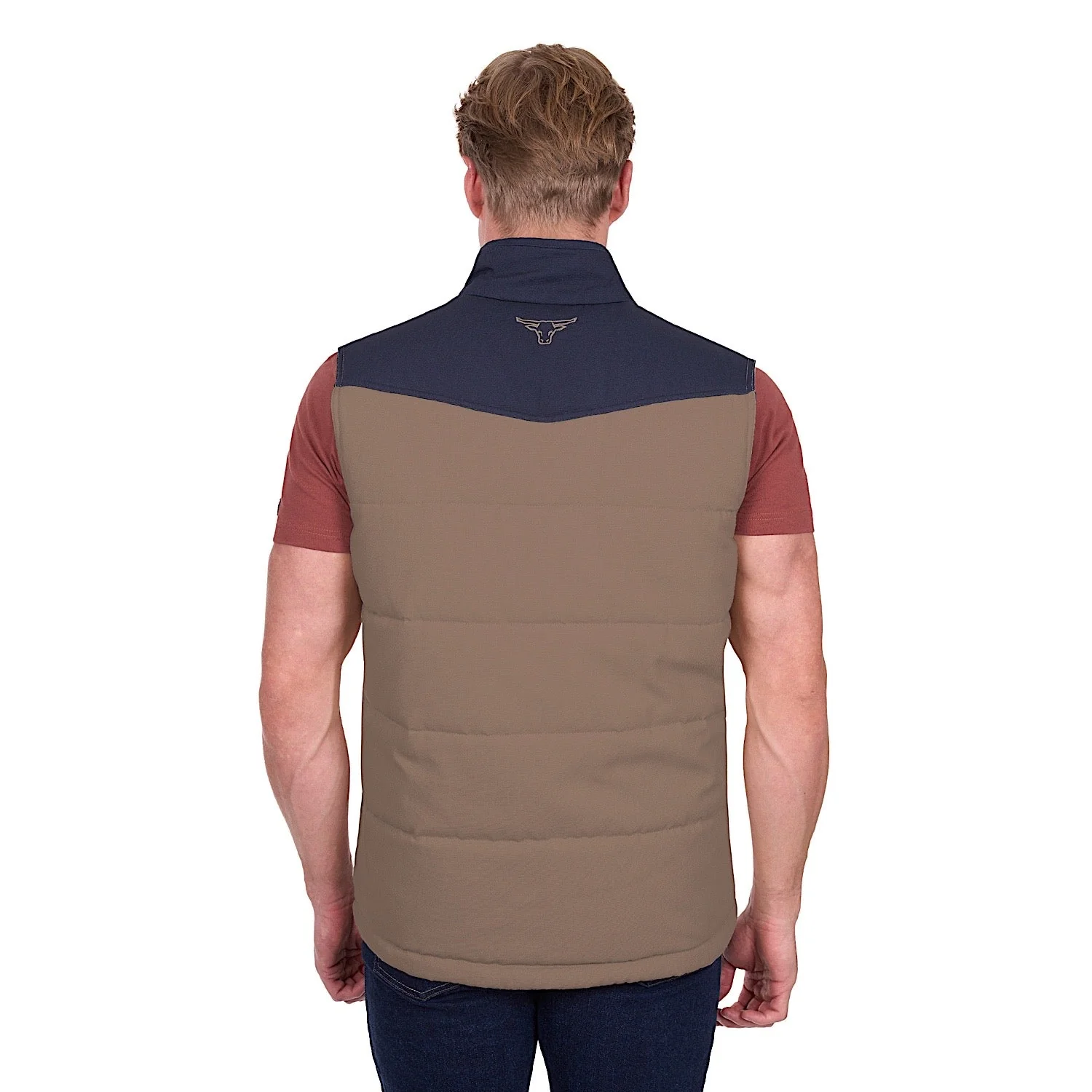 Pure Western Men's Jamie Reversible Vest - Stone/Navy - Image 3