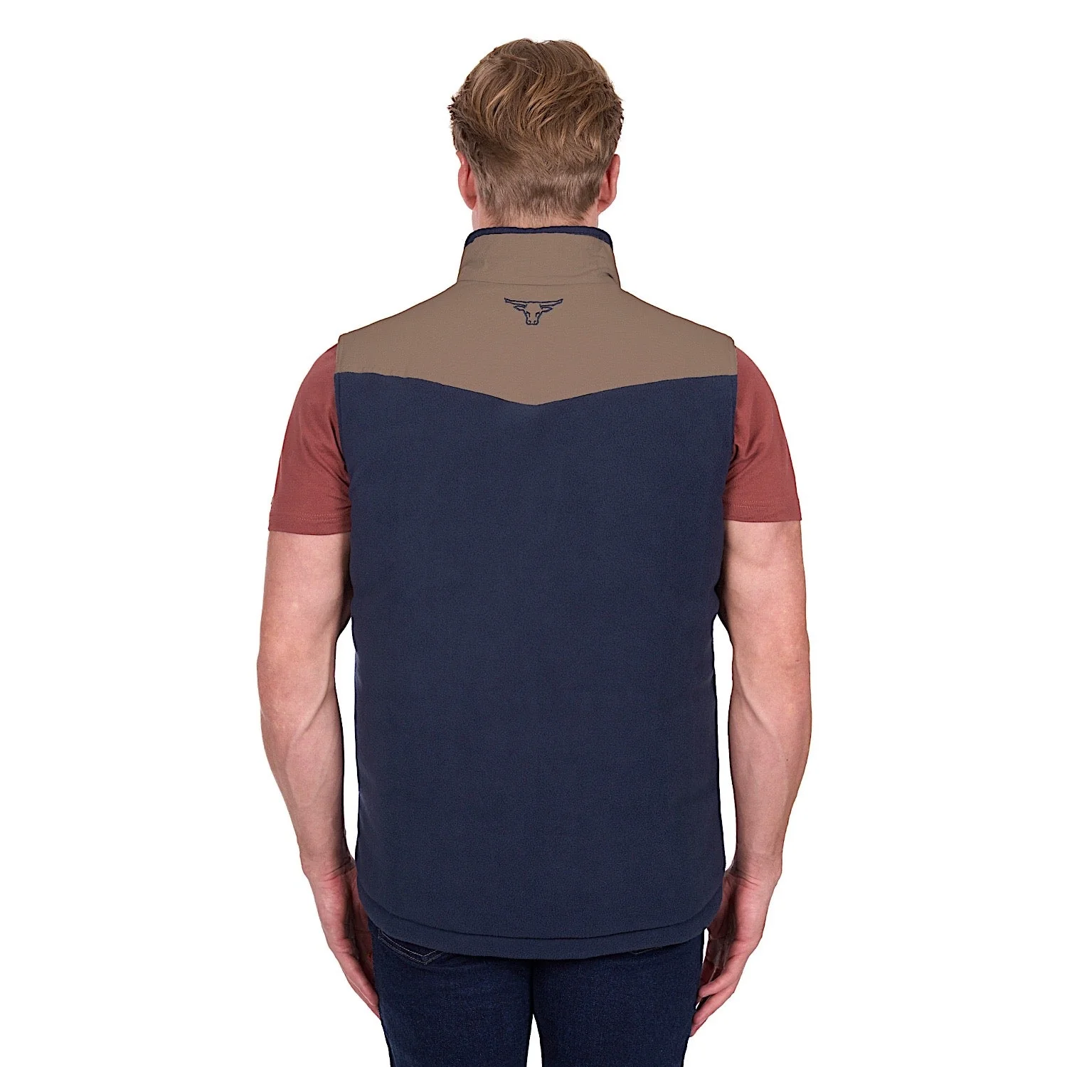 Pure Western Men's Jamie Reversible Vest - Stone/Navy - Image 6