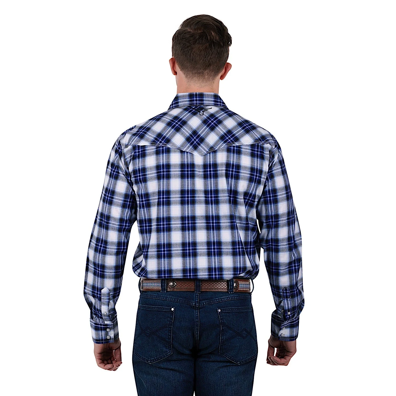 Pure Western Mens Mitchell Shirt-Blue/Black - Image 3