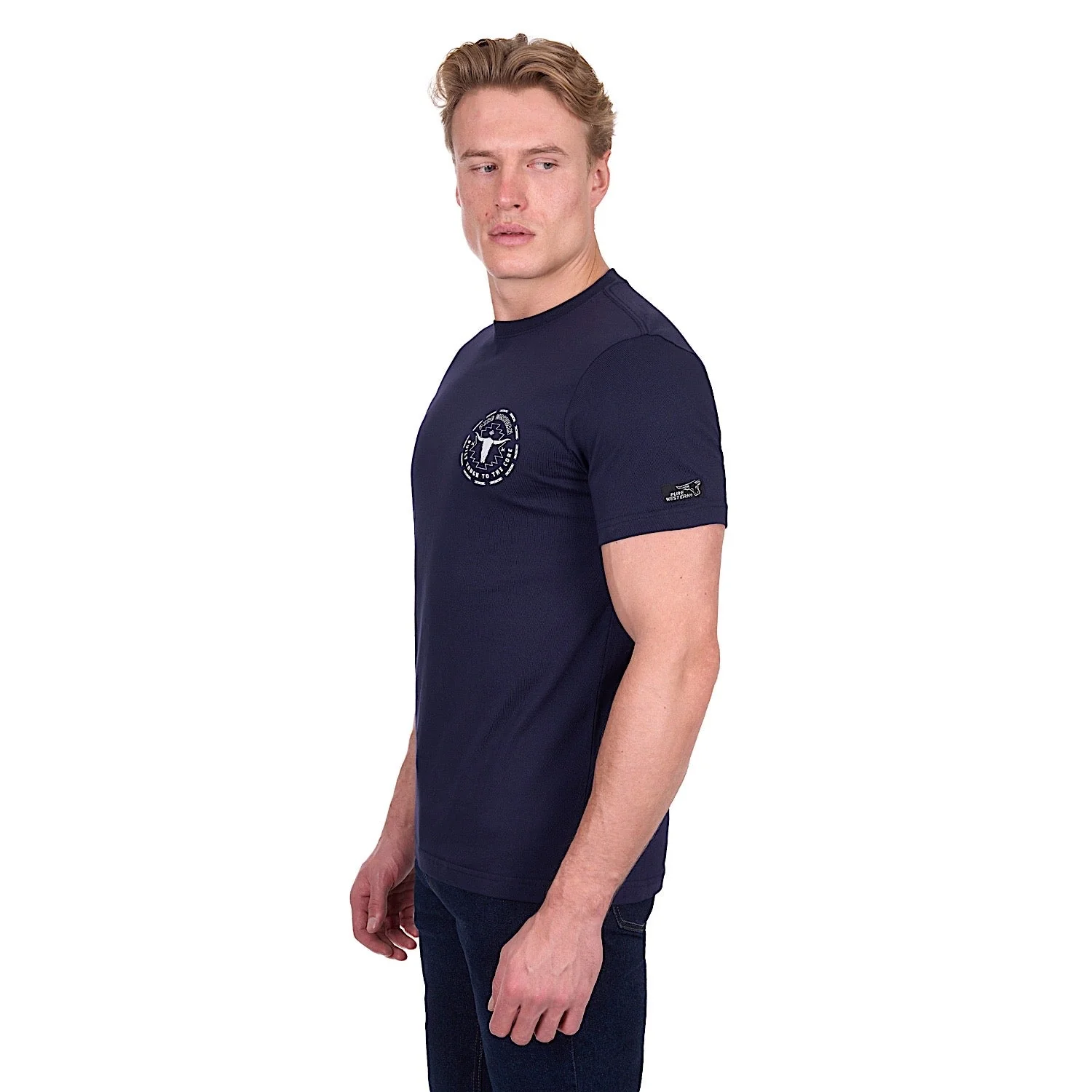 Pure Western Men's Oscar T-Shirt - Navy - Image 3