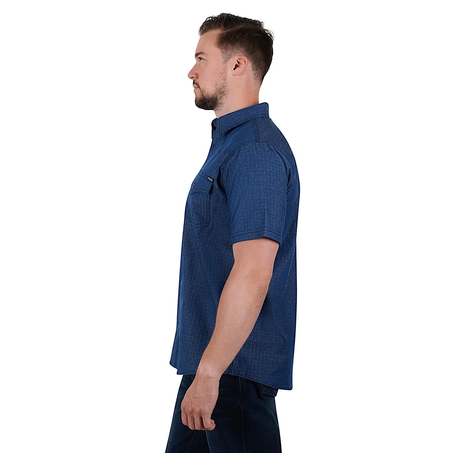 Pure Western Mens Steve S/S Shirt-Denim - Image 2