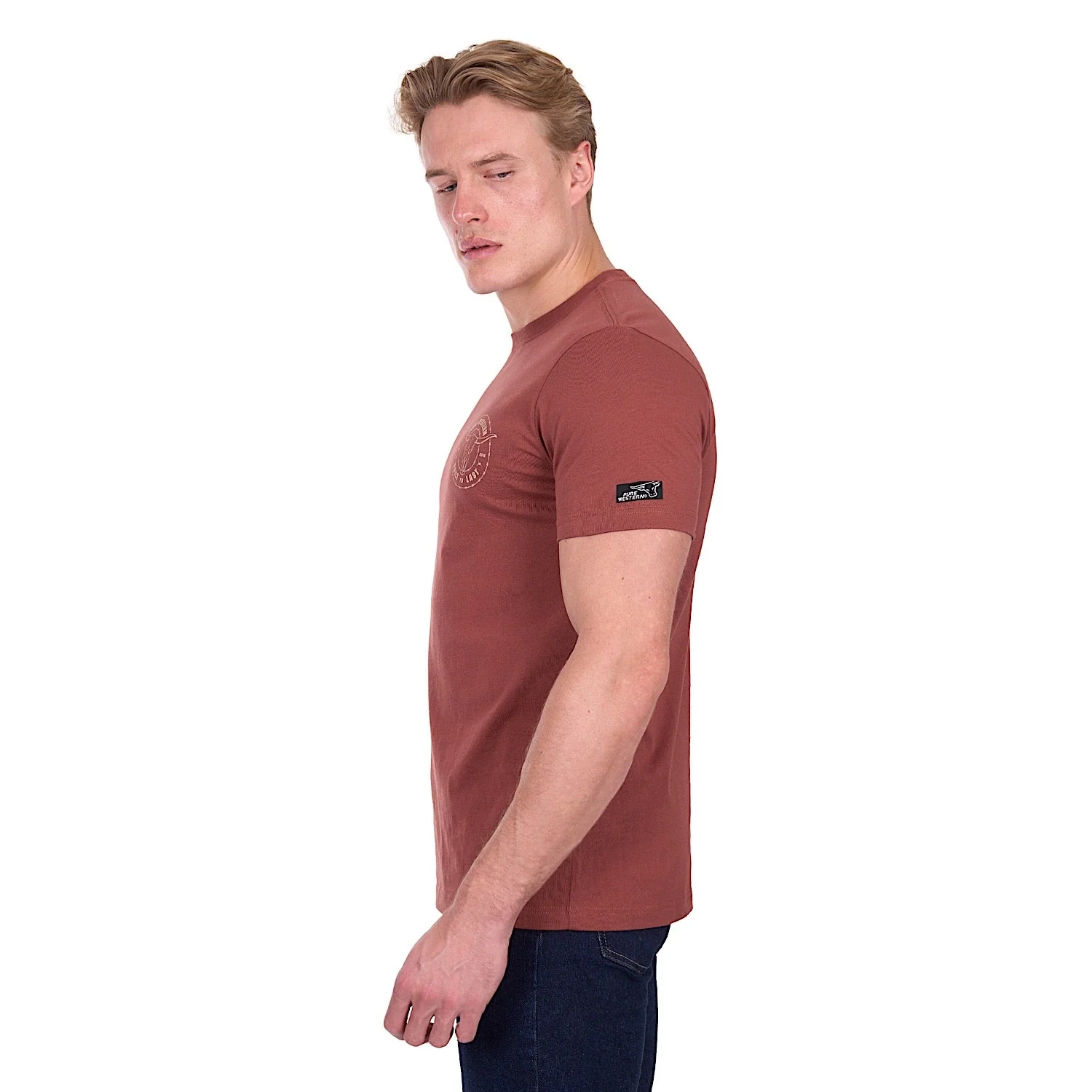 Pure Western Men's Walker T-Shirt - Rust - Image 4
