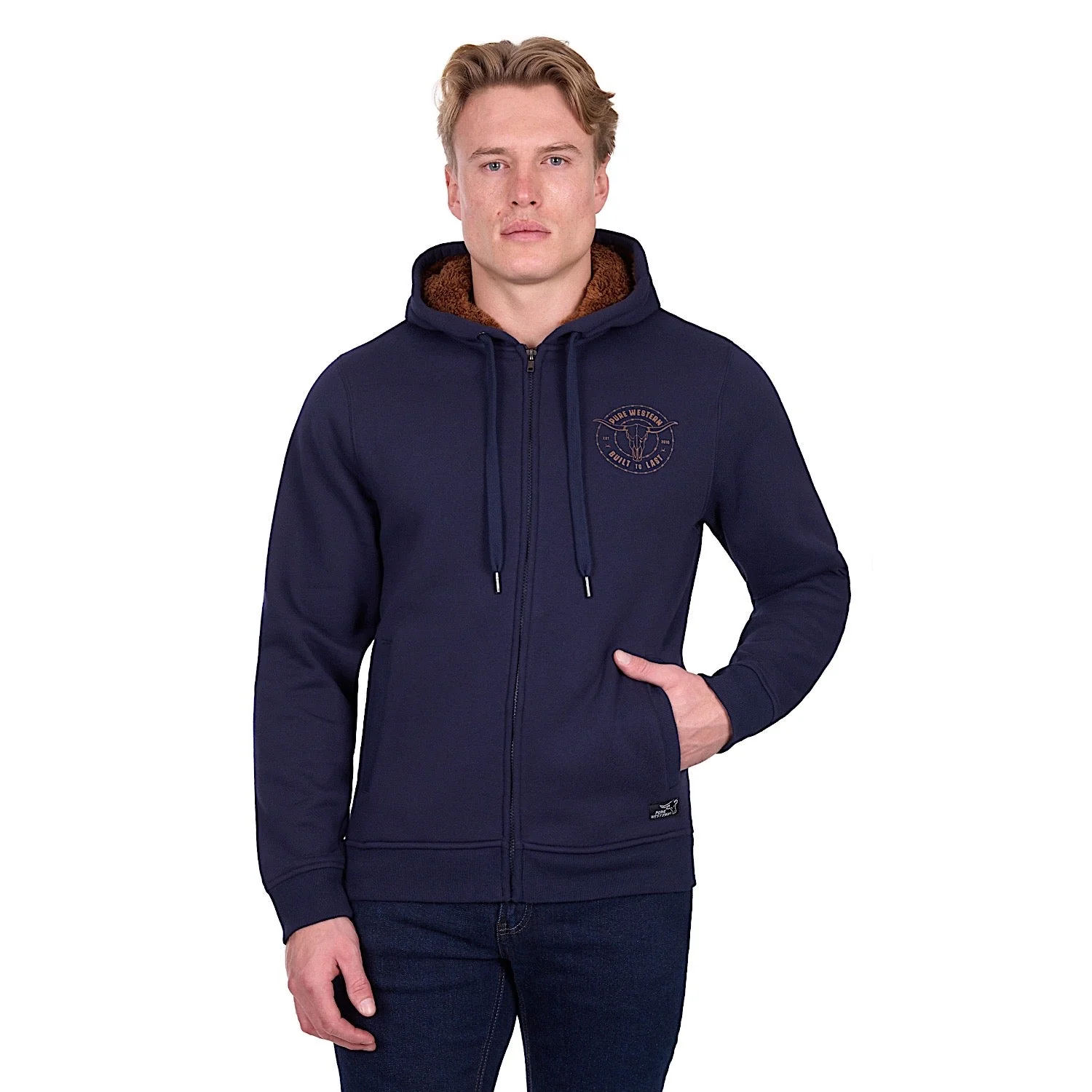 Pure Western Men's Walker Zip Up Hoodie - Navy