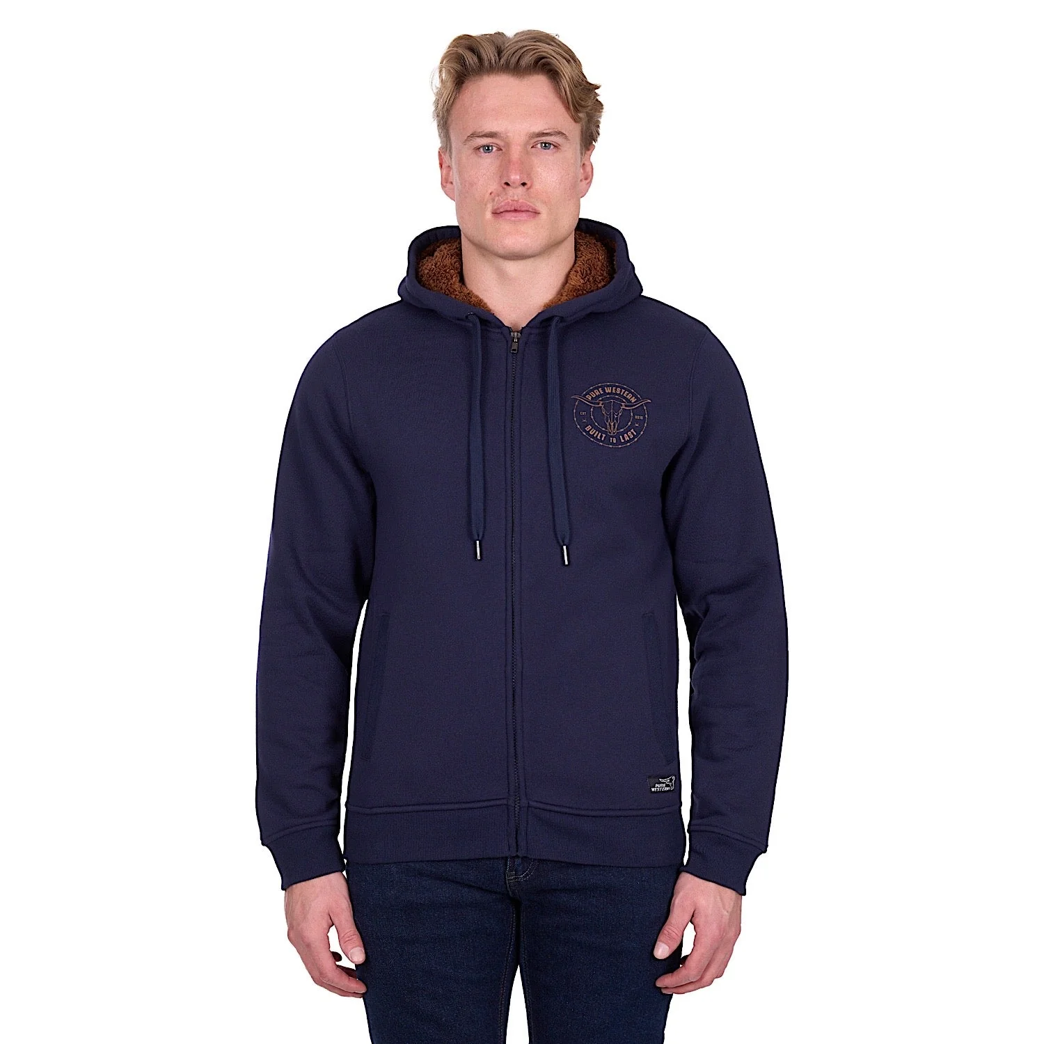 Pure Western Men's Walker Zip Up Hoodie - Navy - Image 2