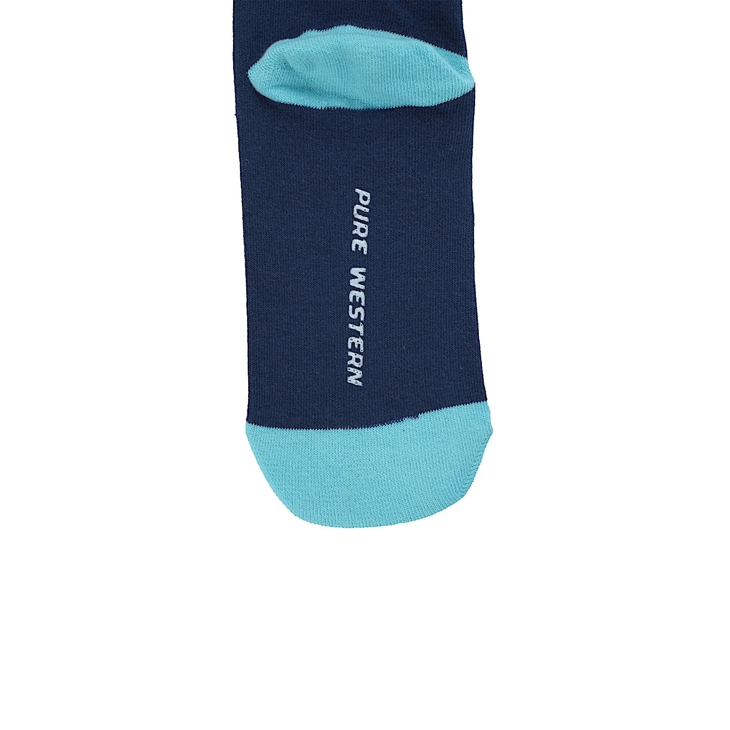 Pure Western Adult Crew Socks (Twin Pack) - Navy/Turquoise - Image 2
