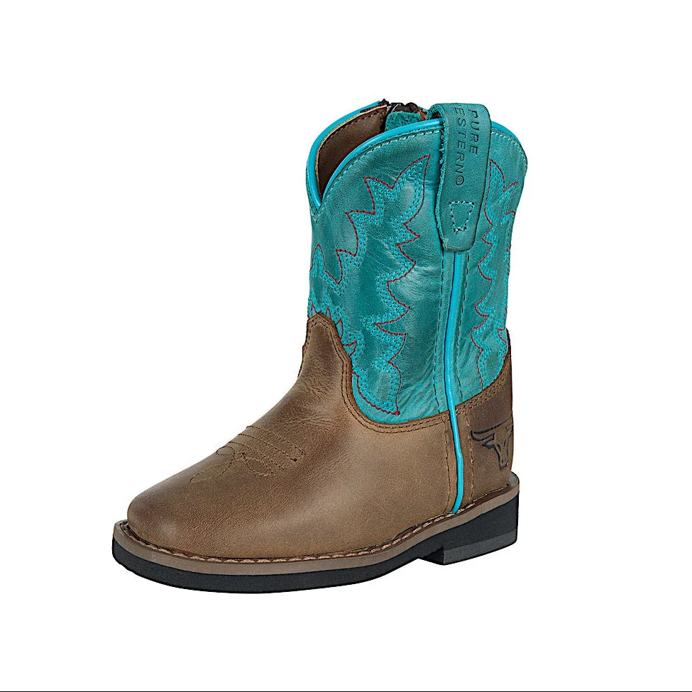 Pure Western Toddler and Children's Andi Boot - Bark/Turquoise - Image 2