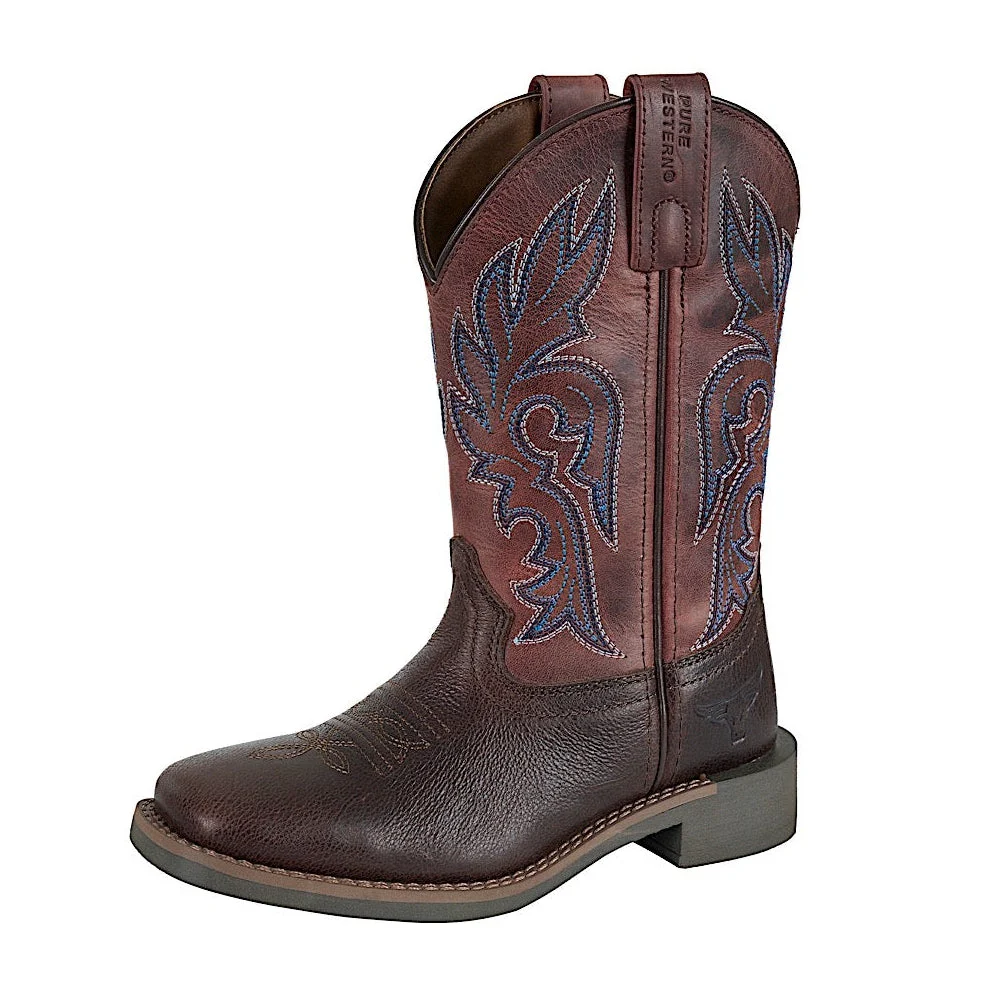 Pure Western Toddler and Children's Newton Boot - Chocolate/Ruby - Image 3