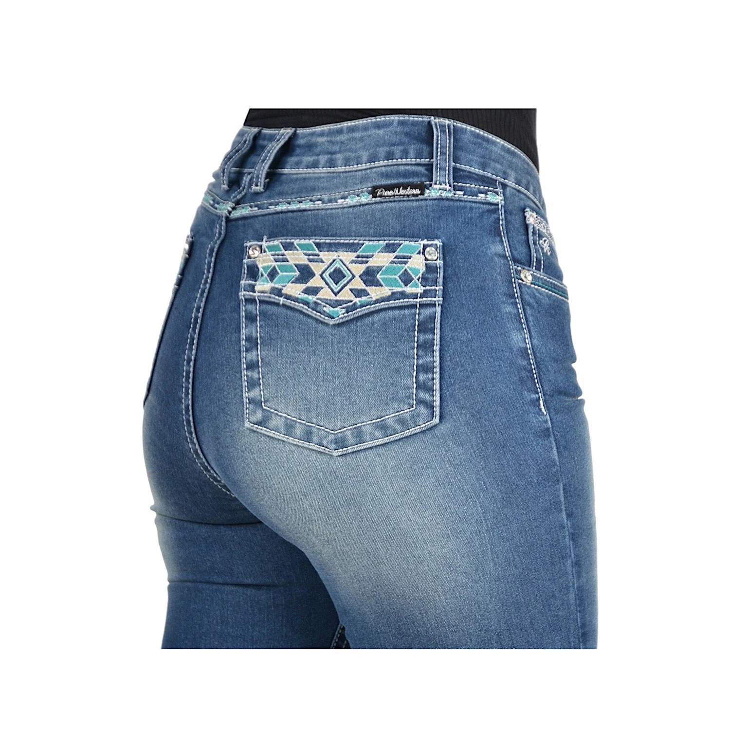 Pure Western Women's Abbi High Waisted Jean 34" Leg True Blue - Image 3