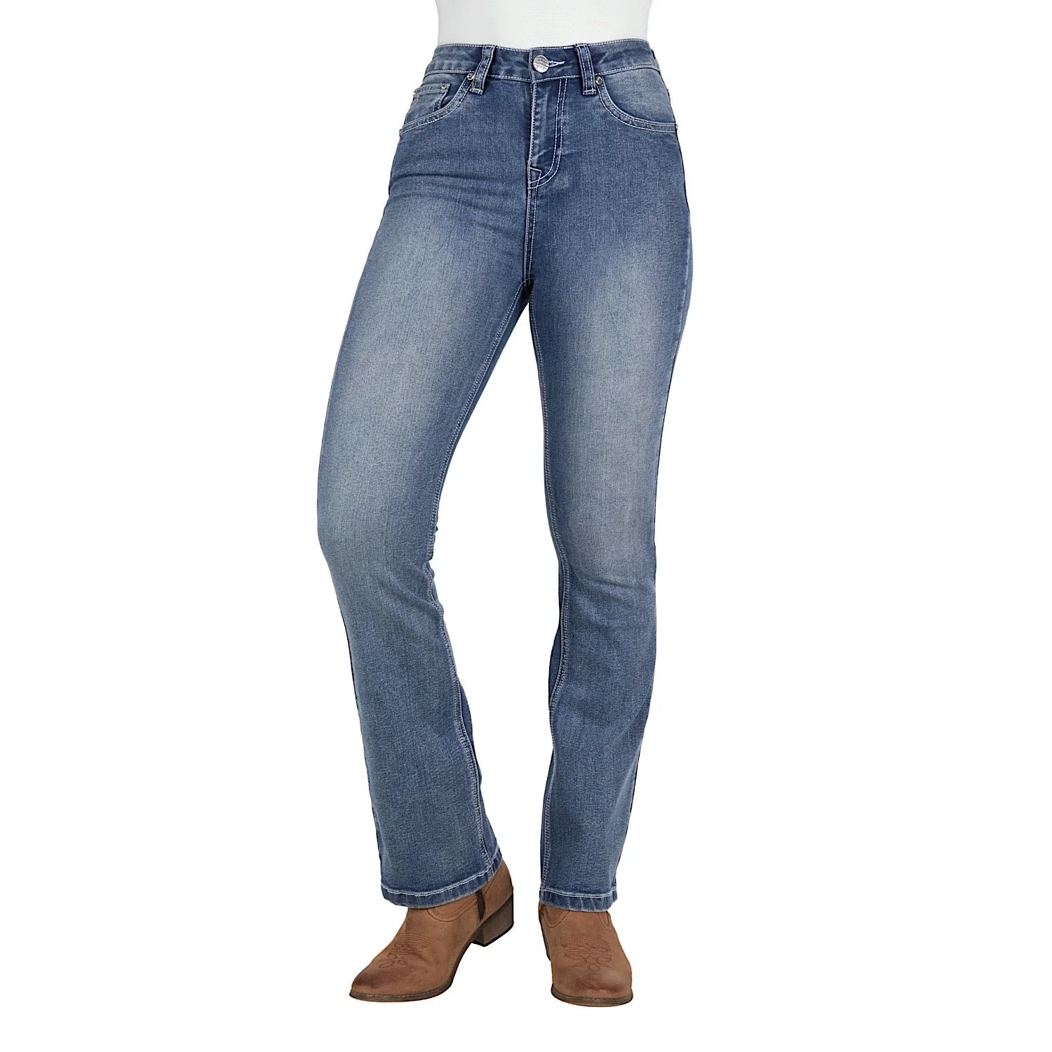 Pure Western Women's Amy High Rise Boot Cut Jean 32" Leg Retro Blue - Image 2