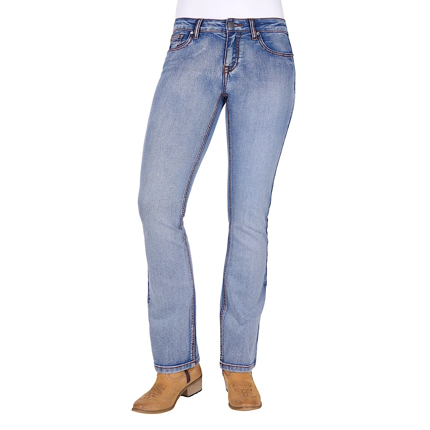 Pure Western Women's Emily Mid Rise Boot Cut Jean 32L - Moonshine