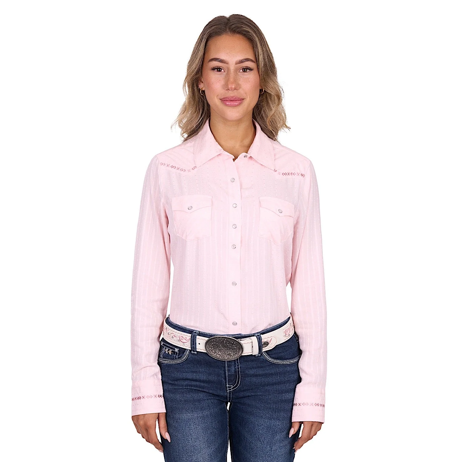 Pure Western Women's Evelyn Western Long Sleeve Shirt - Blush - Image 2