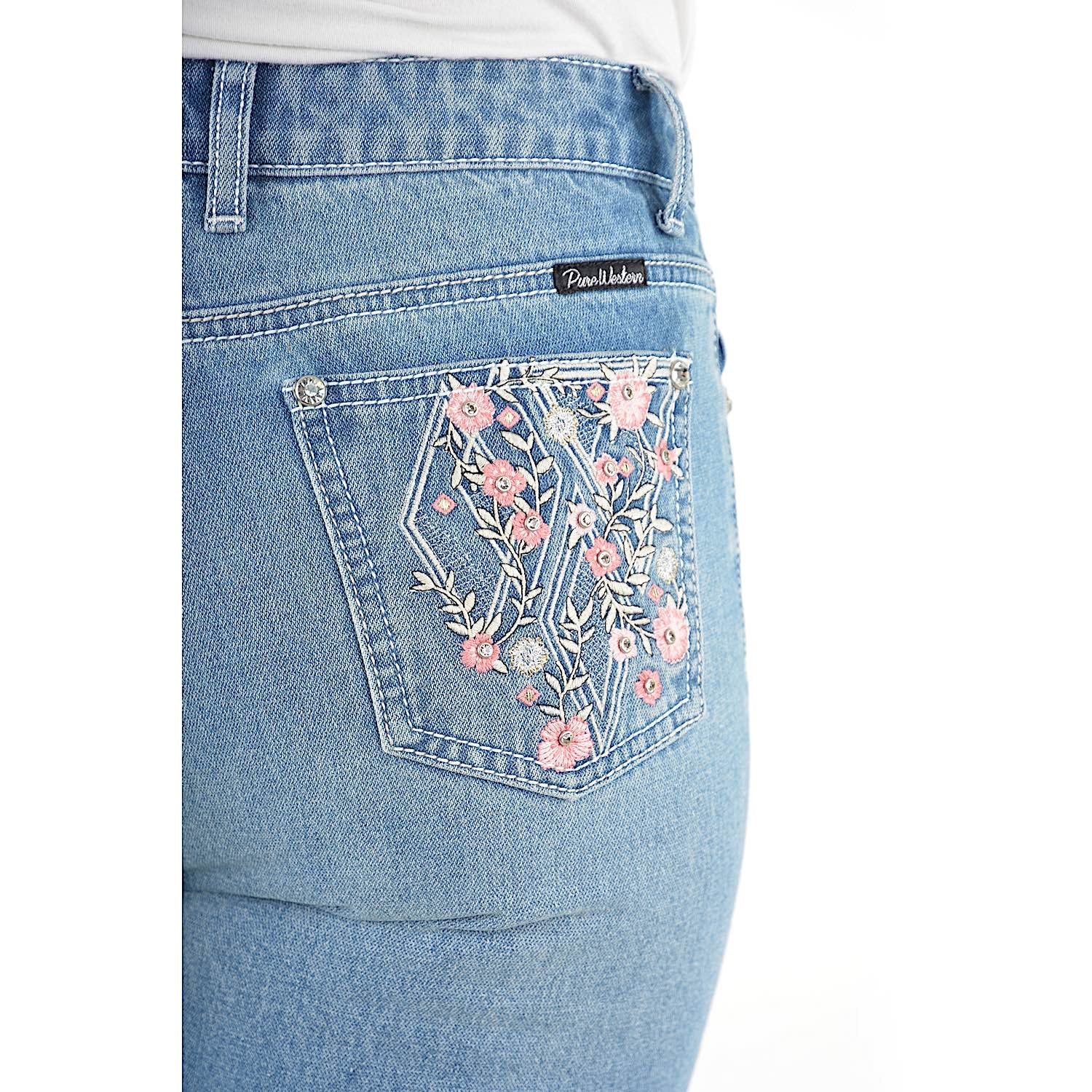Pure Western Women's Hi Waist Flora Boot Cut Jean 32" Leg-Faded Blue - Image 5