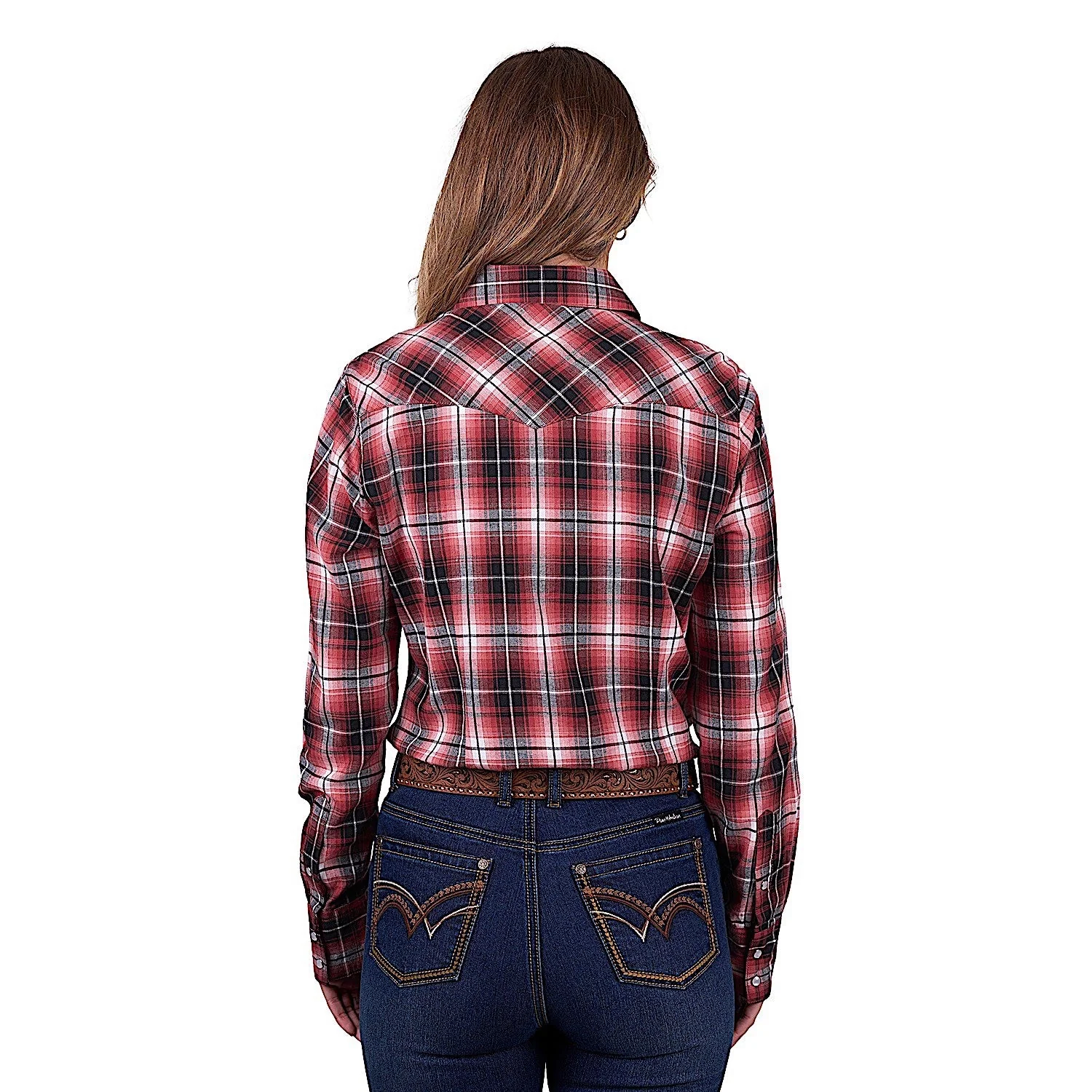 Pure Western Women's Joyce Check Western Shirt - Rust - Image 2