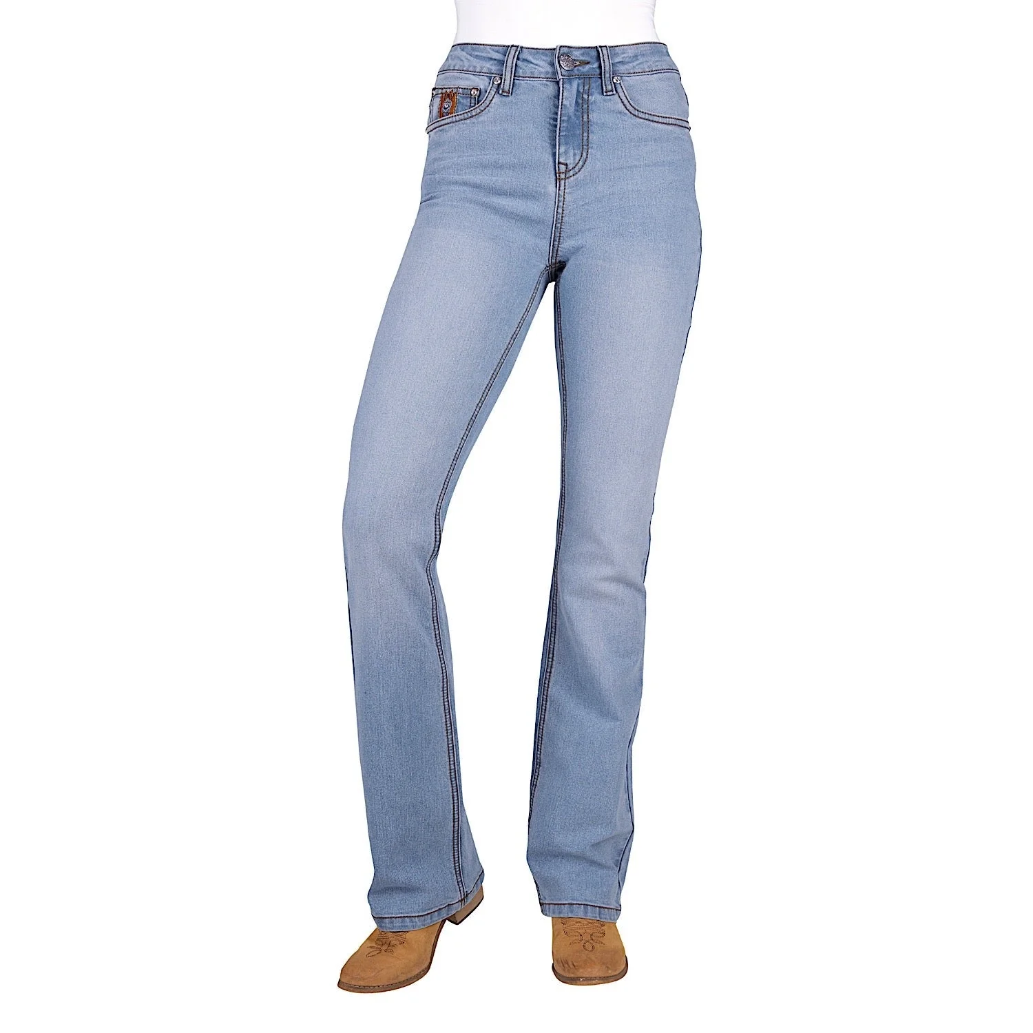 Pure Western Women's Liz High Rise Boot Cut Jean 34 Inch Leg - Light Sky - Image 2