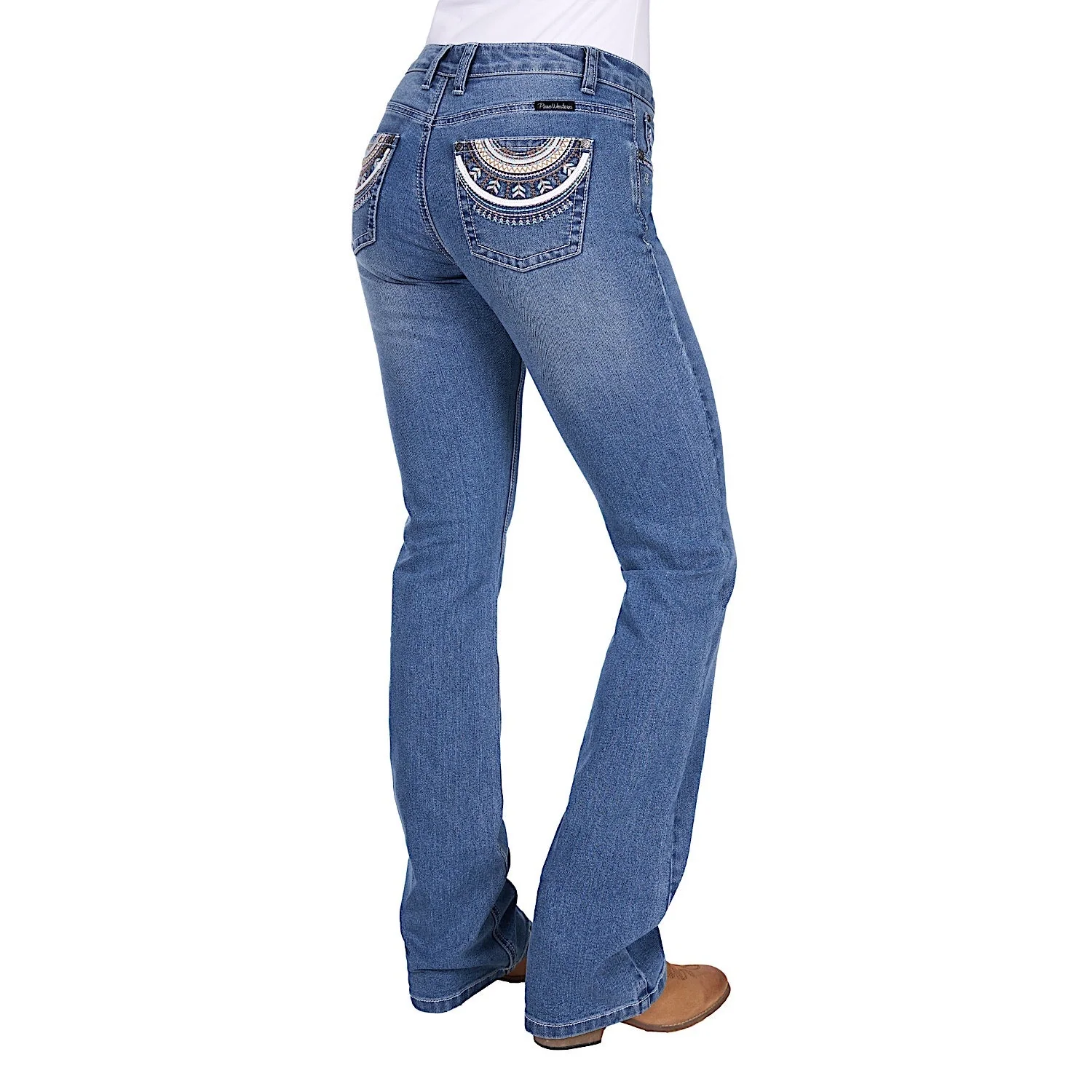 Pure Western Women's Pat Relaxed Rider Mid Rise Jean 36L - Retro Blue - Image 2
