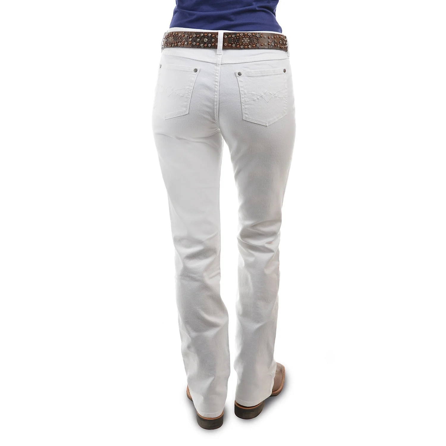 Pure Western Women's Riding Boot Cut Jean 36 Leg - White