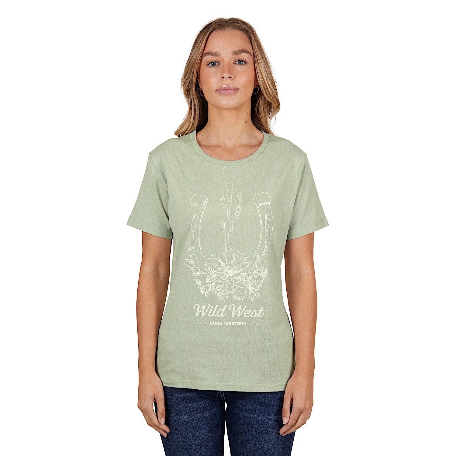 Pure Western Women's Skylar Tee Green - Image 3