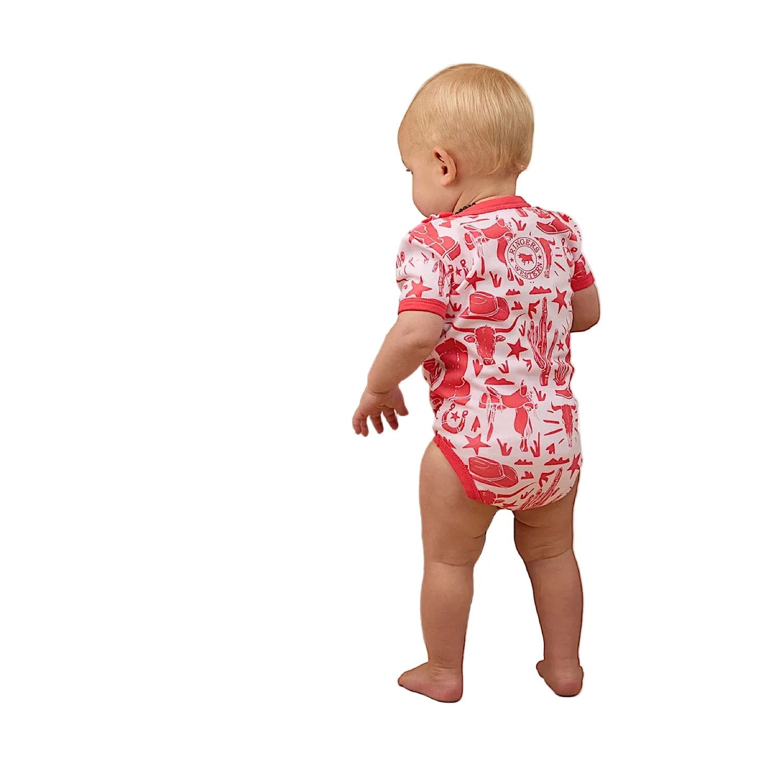 Ringers Western Babies Boot Scootin SS Romper - Barely Pink - Image 2