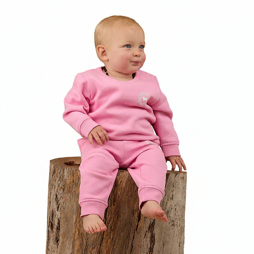 Ringers Western Babies Mini Ringer Signature Bull Fleece Trackpants - Pink/White