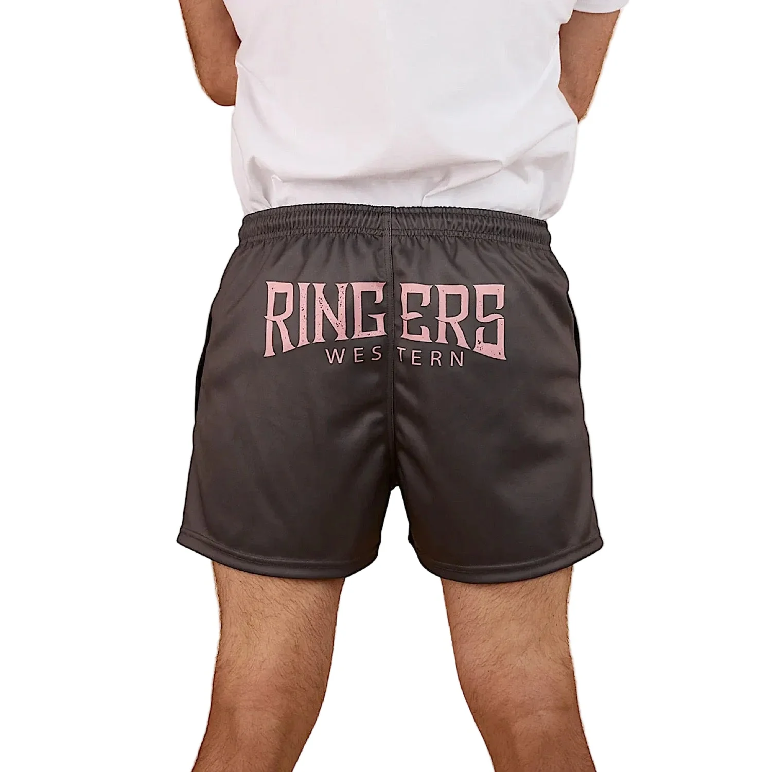 Ringers Western Big Ringers Footy Short - Charcoal/Pink - Image 3