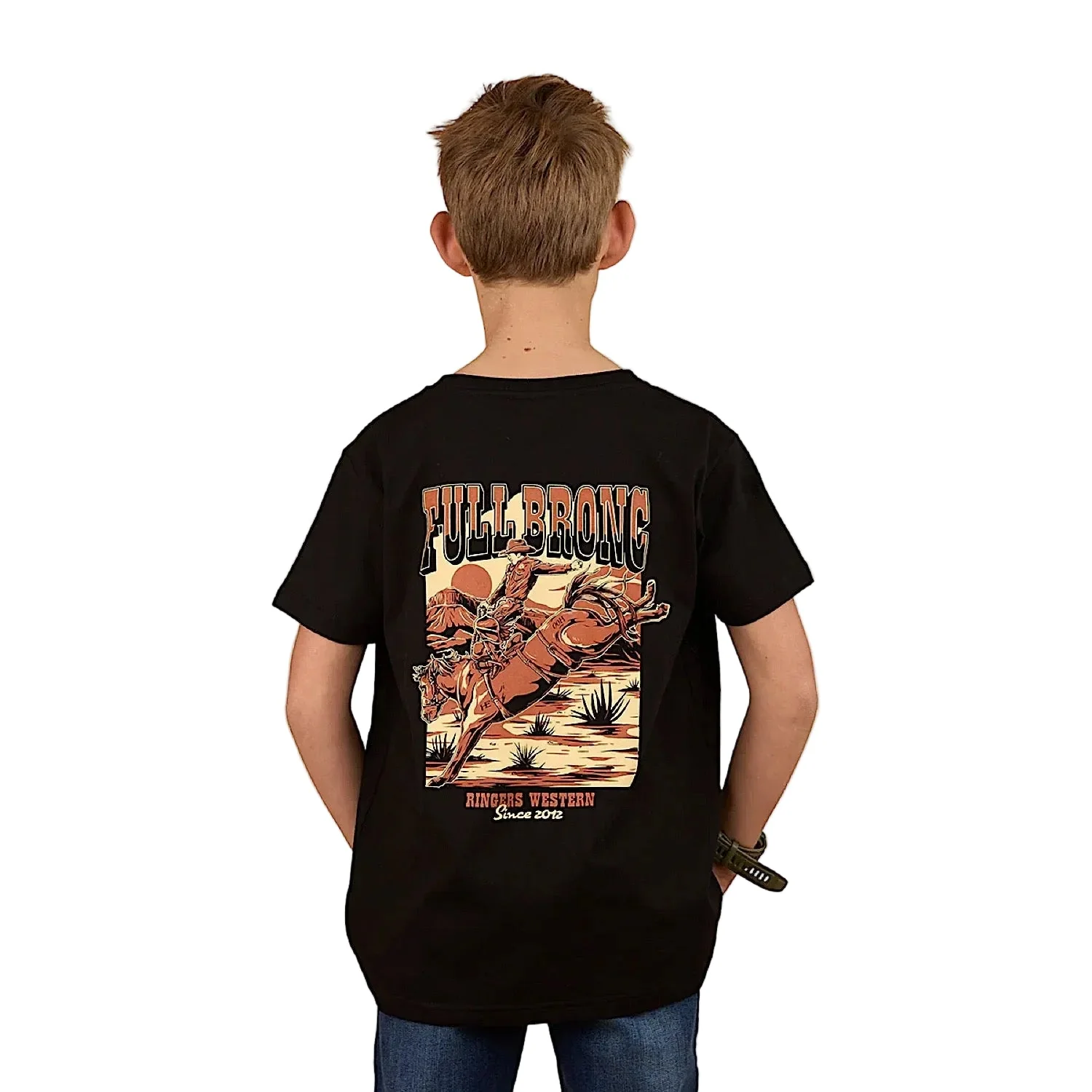 Ringers Western Boys Full Bronc Classic Fit T-Shirt - Black - Image 2