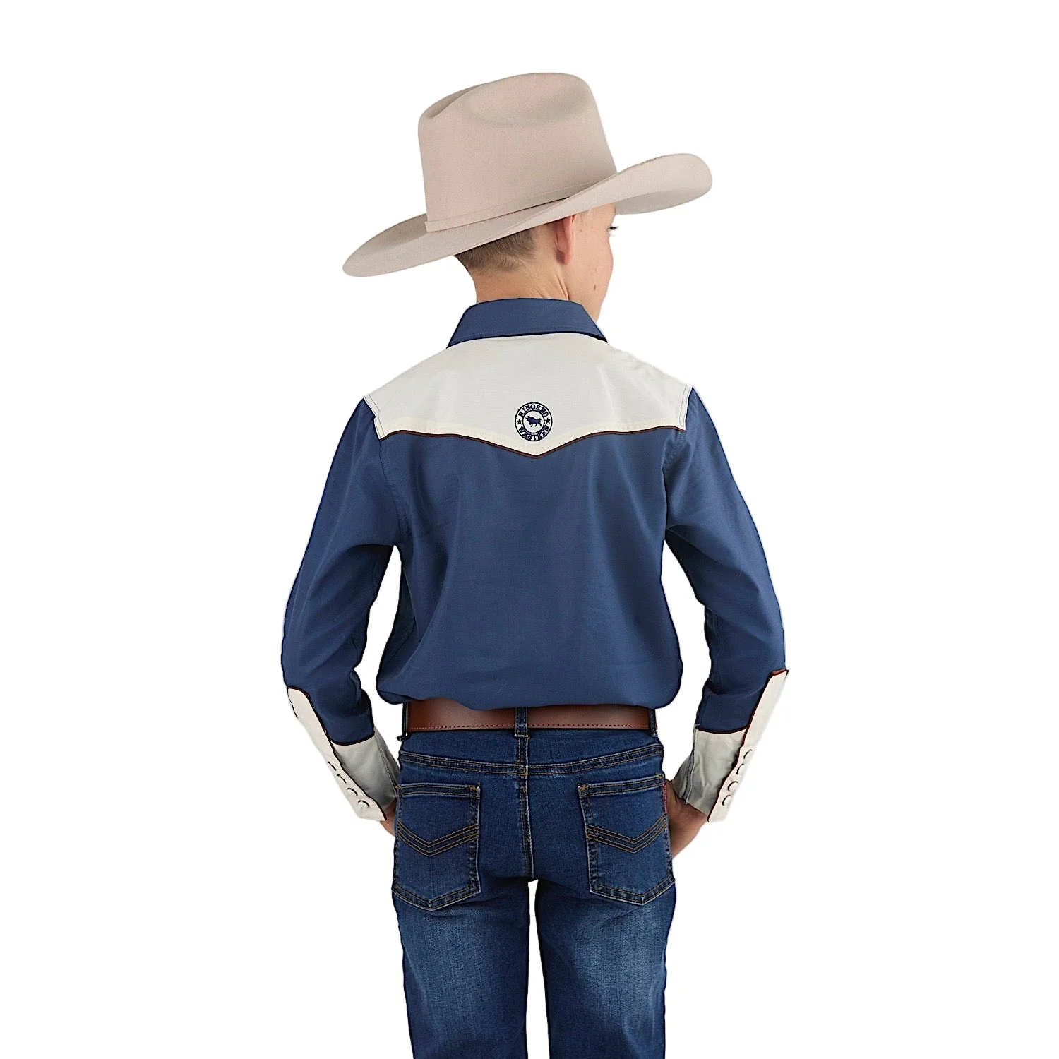 Ringers Western Kid's Alfie Western Shirt - Washed Navy - Image 2