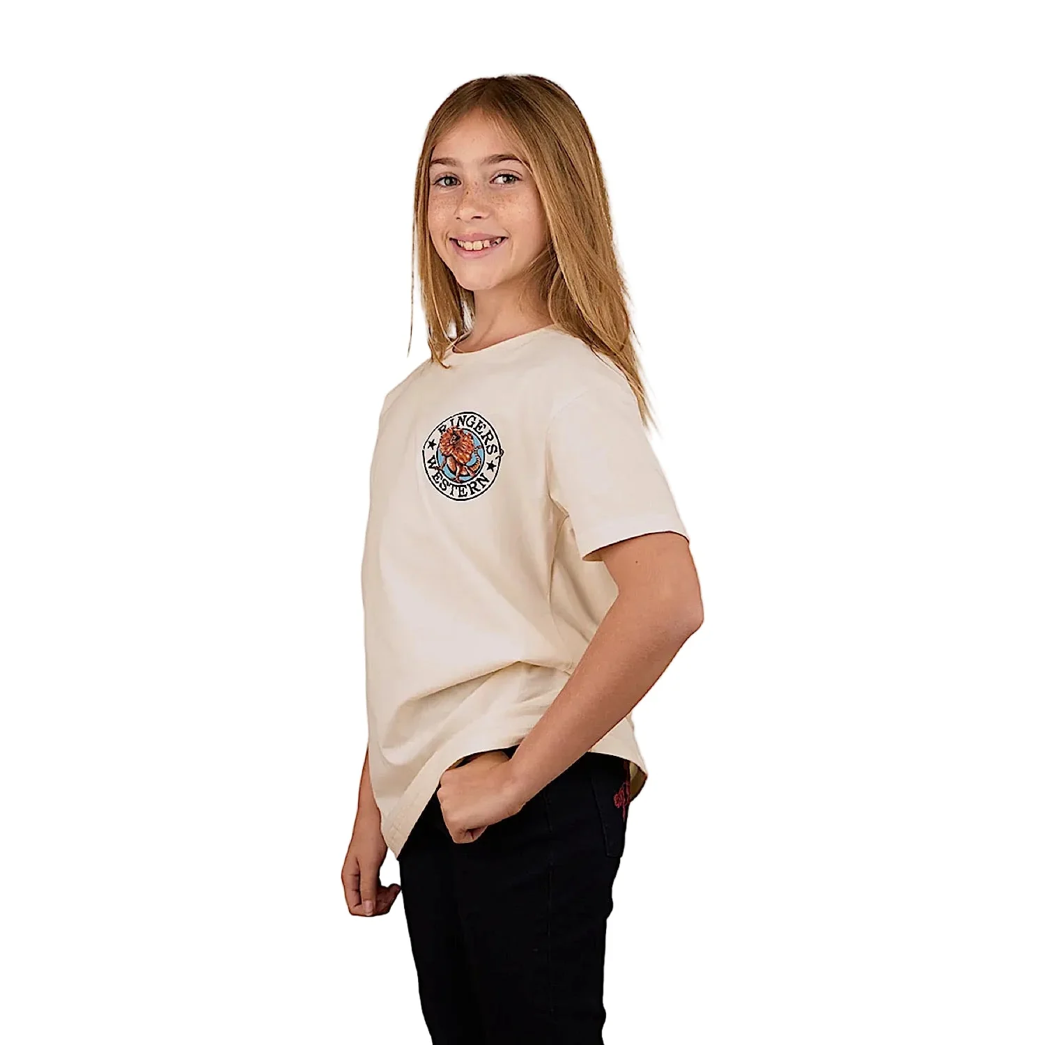 Ringers Western Kids Outta Towner Classic Fit T-Shirt - Off White - Image 2