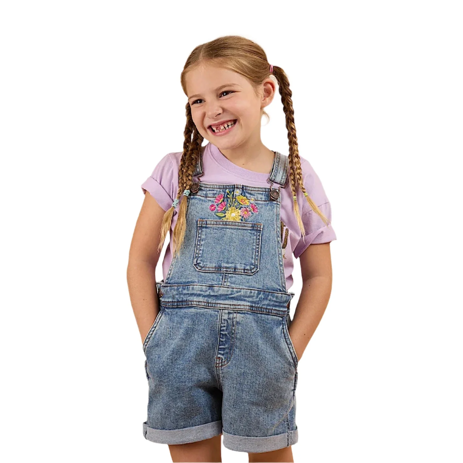 Ringers Western Kid's Dahlia Denim Short Overalls - Light Blue