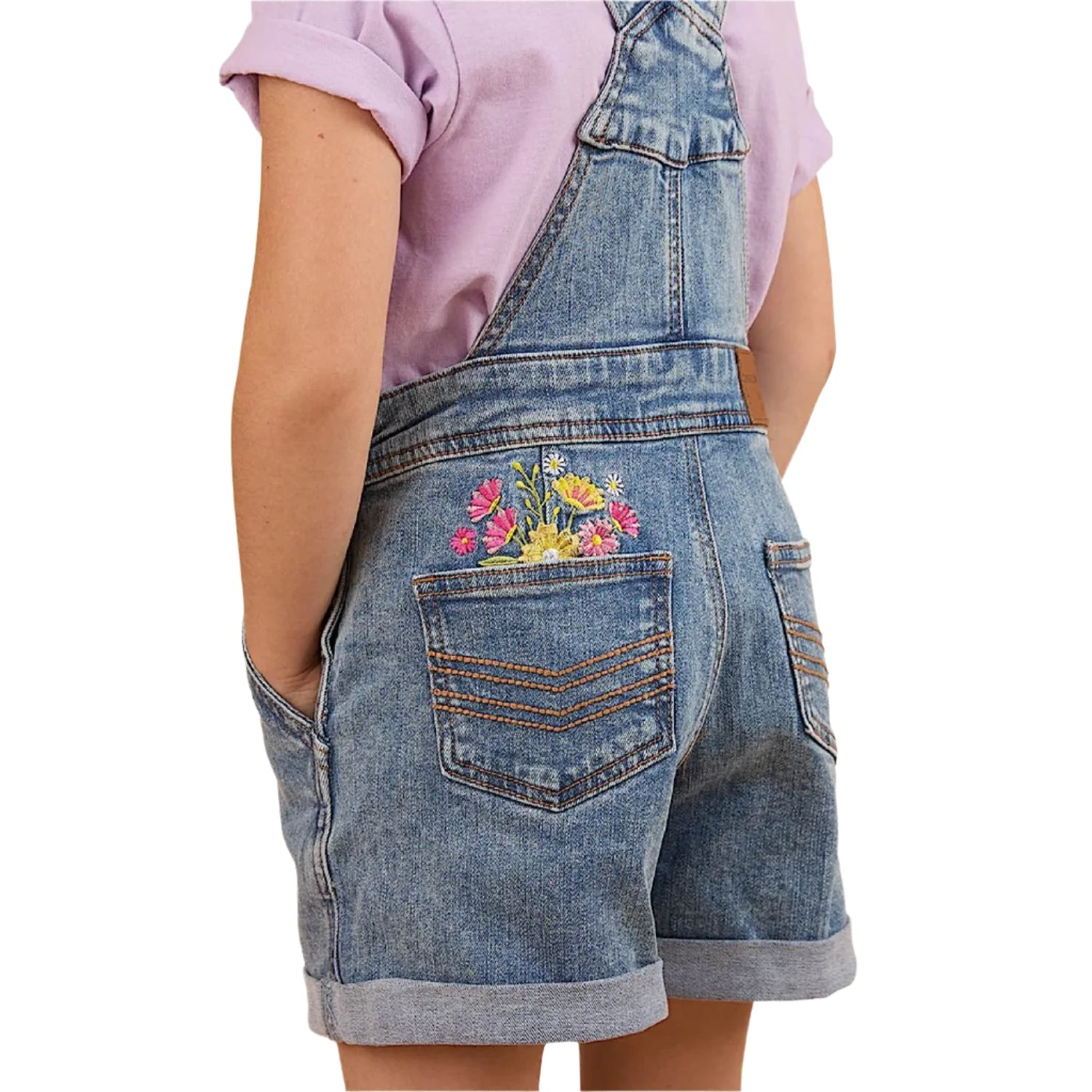Ringers Western Kid's Dahlia Denim Short Overalls - Light Blue - Image 3