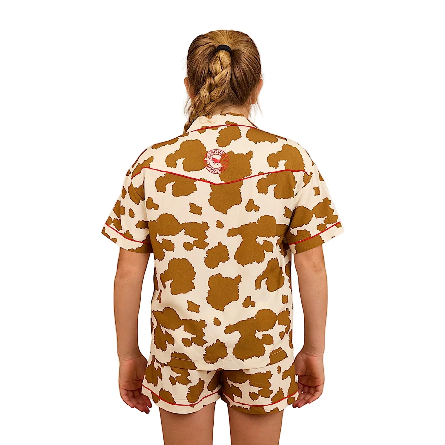 Ringers Western Kids Evadale Short Pyjama Set - White/Tan - Image 2