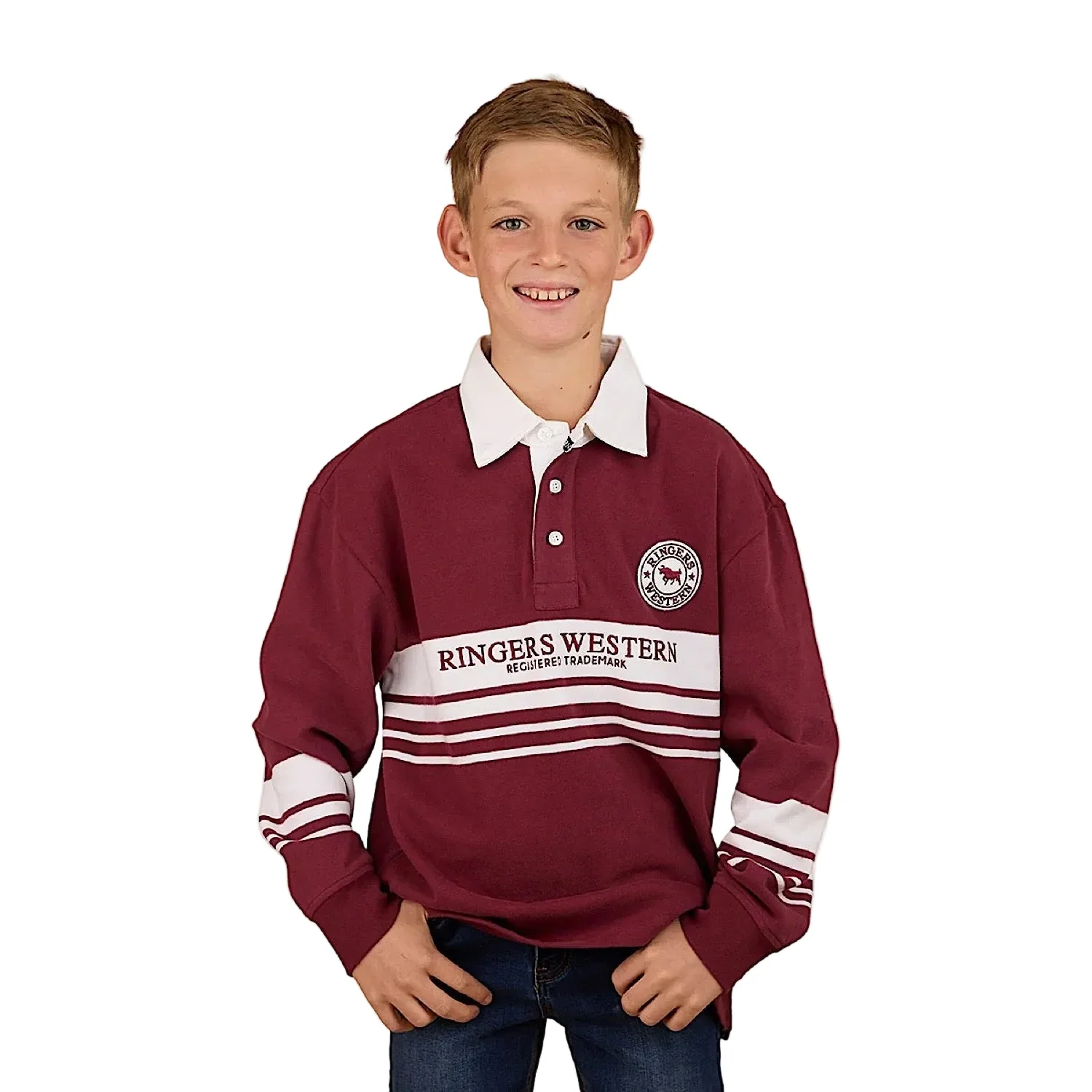 Ringers Western Kid's Footy Roo Rugby Jersey - Burgundy