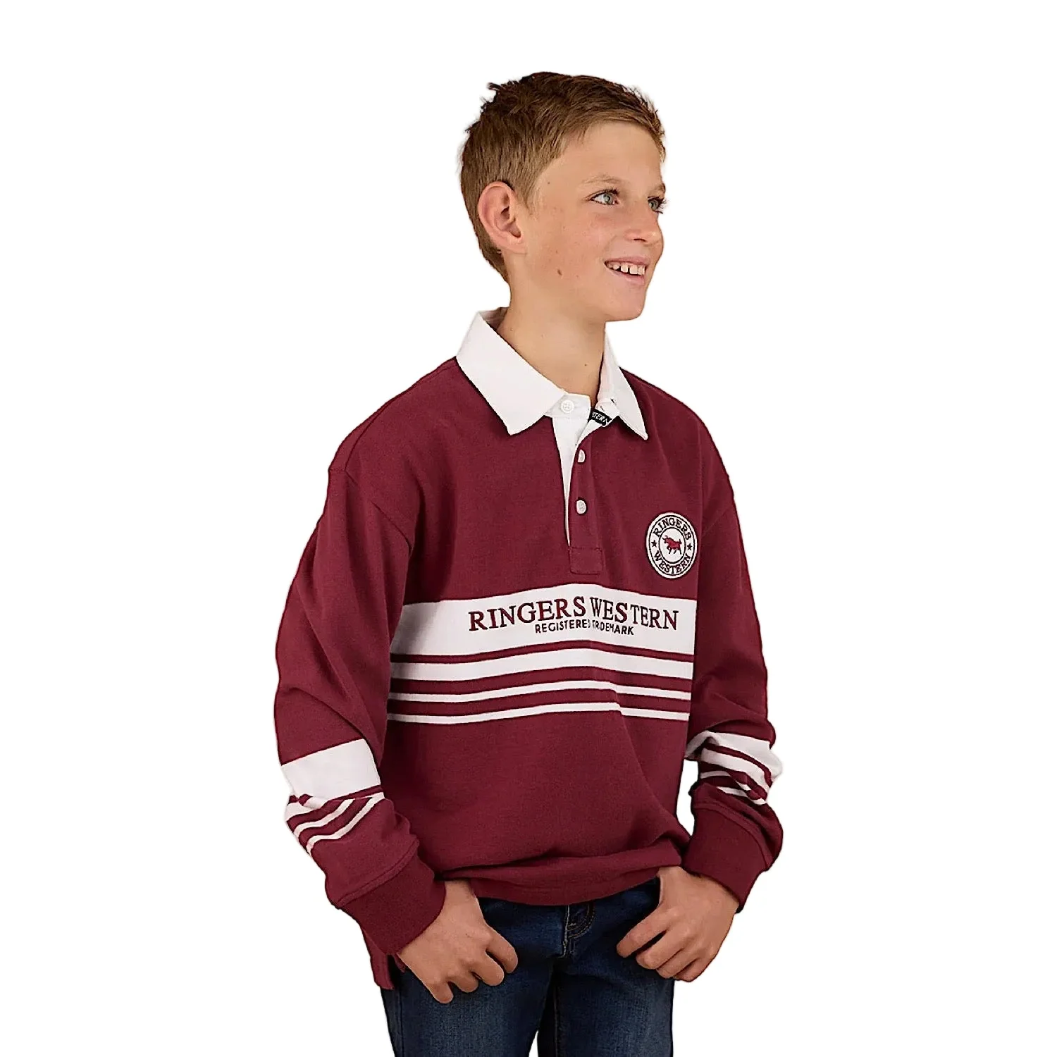 Ringers Western Kid's Footy Roo Rugby Jersey - Burgundy - Image 3