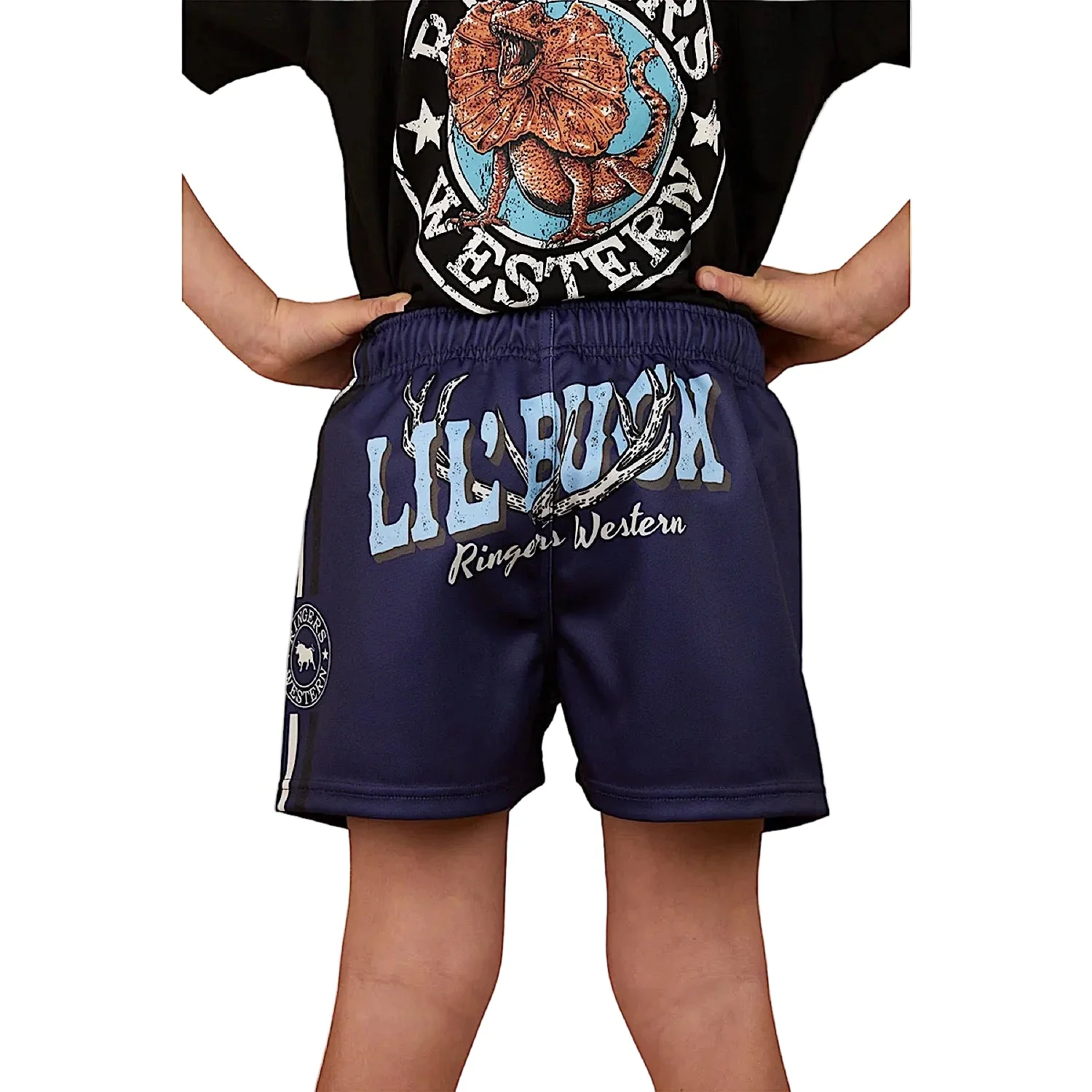 Ringers Western Kid's Lil Buck Footy Short - Navy - Image 2