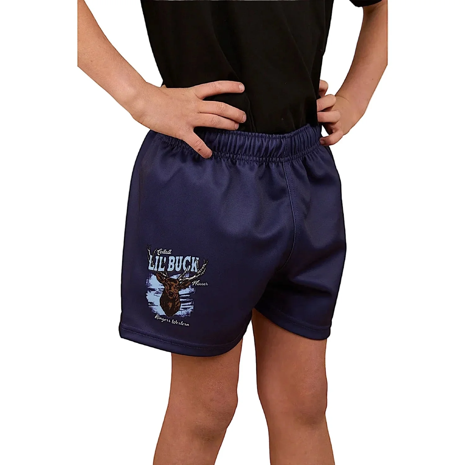 Ringers Western Kid's Lil Buck Footy Short - Navy - Image 3